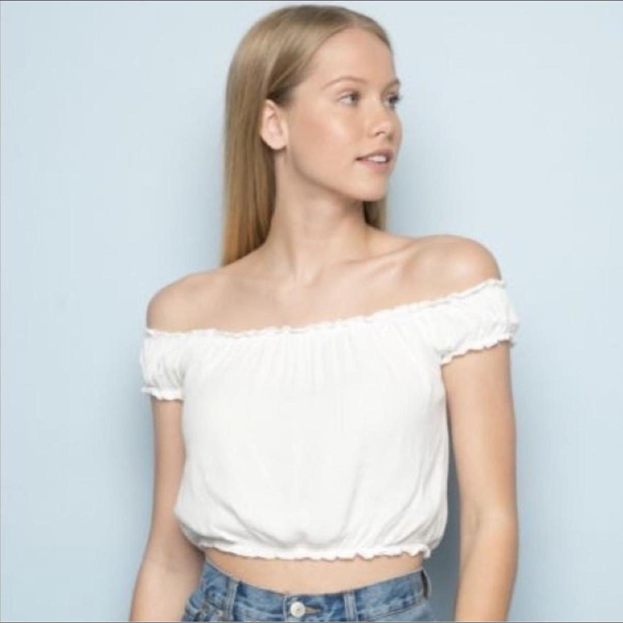 Brandy Melville white off the shoulder crop top, A