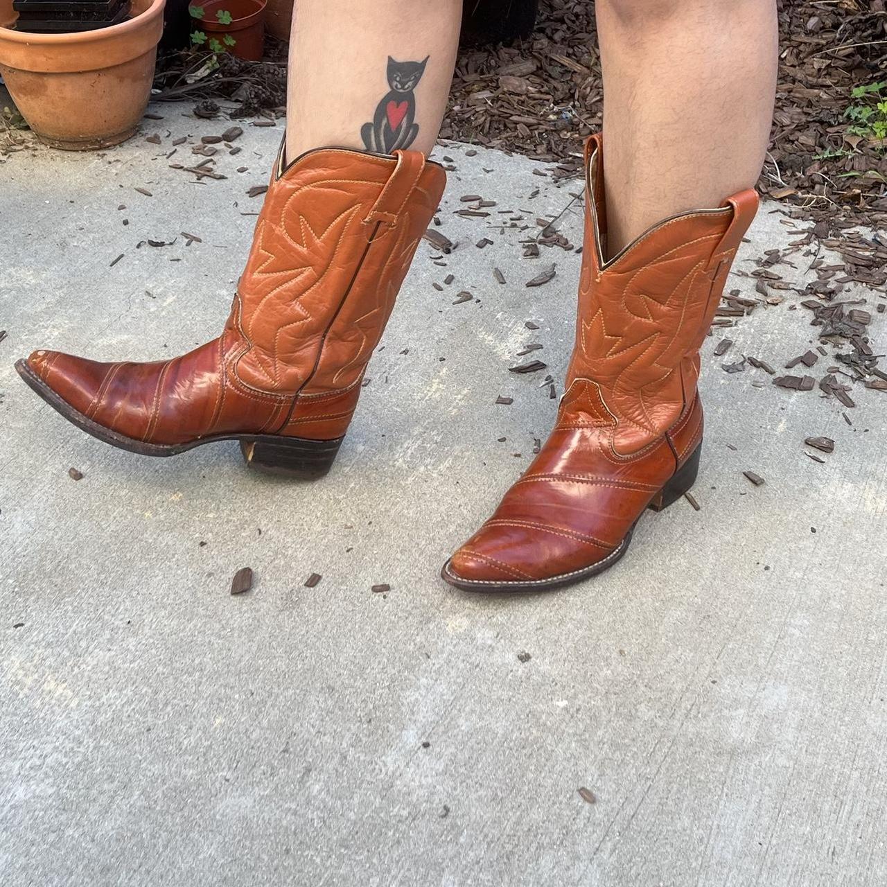 Dark brown cowboy boots made in Mexico so they will... Depop