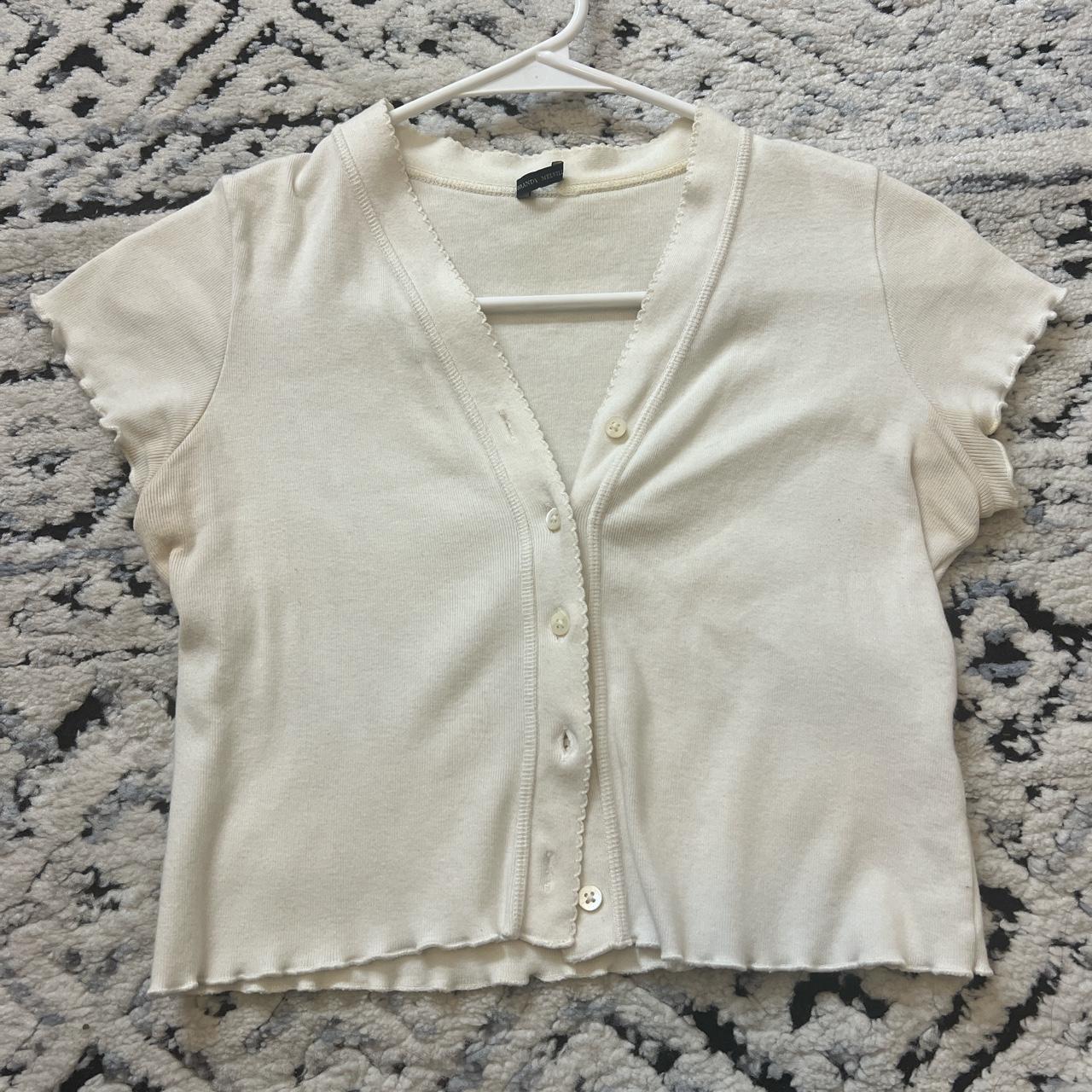 Rare brandy white button up crop top - Depop