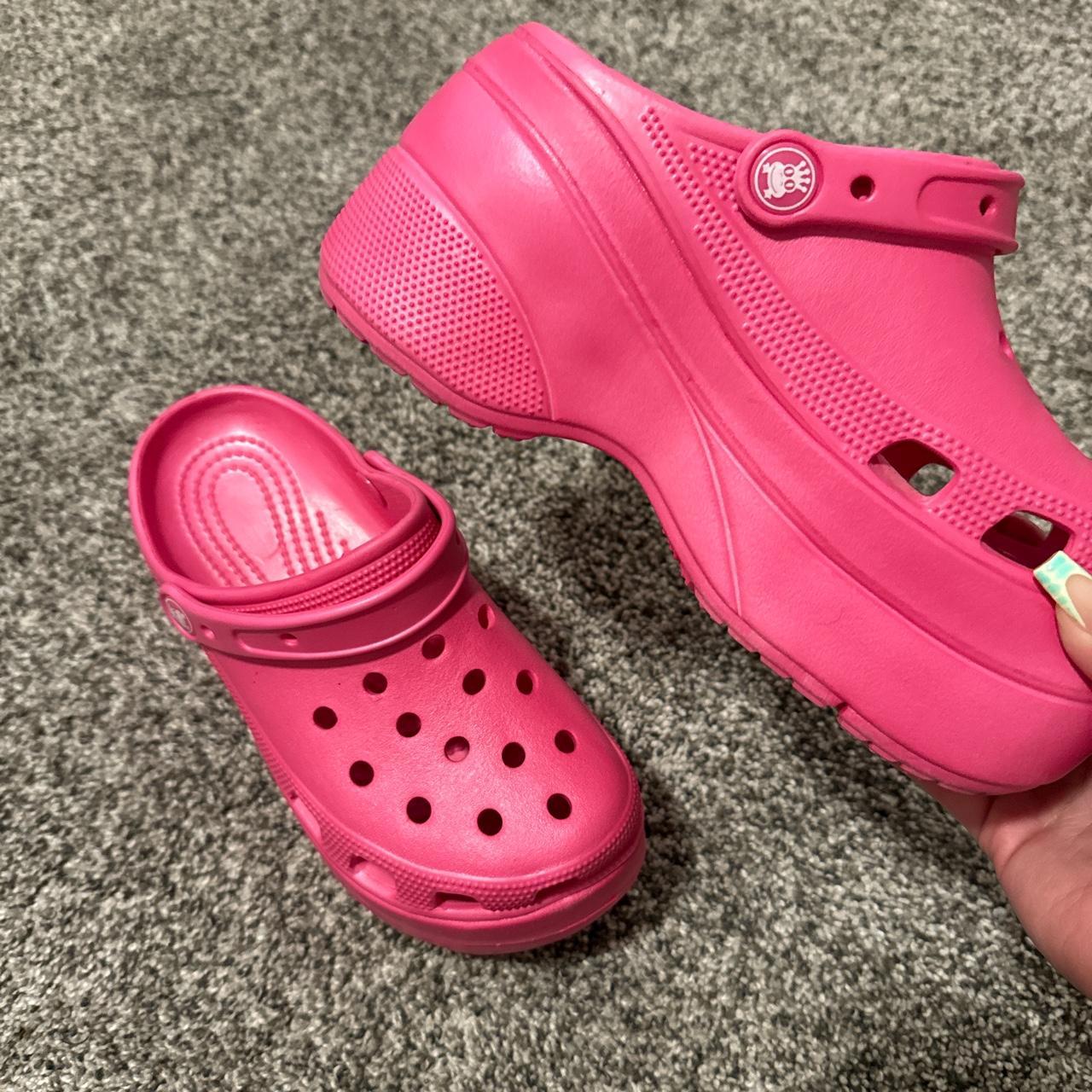 fun platform pink crocs, worn only once or twice! - Depop