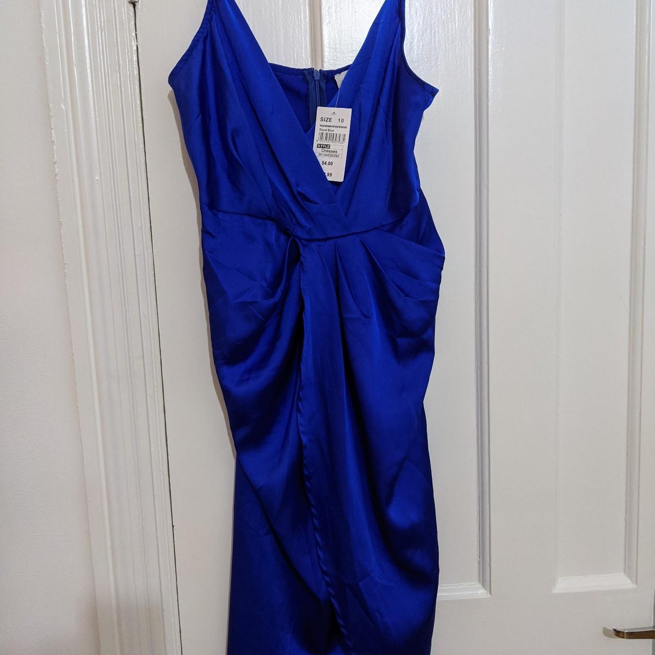 Blue Christmas Satin Dress Brand: Quiz Size... - Depop