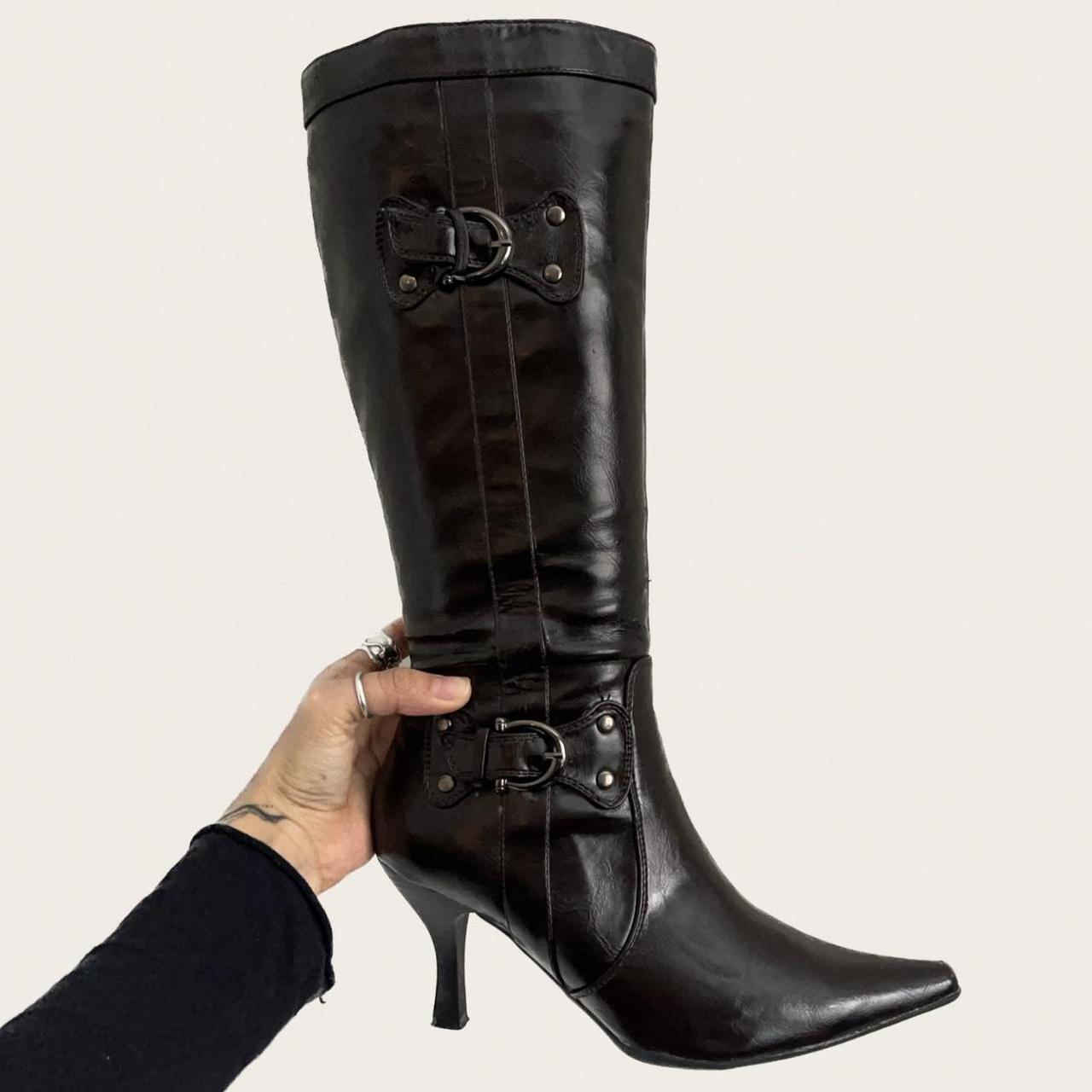  Chocolate brown kitten heels Synthetic leather... Depop