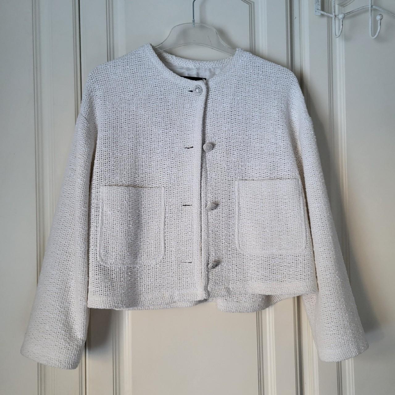 Massimo Dutti white jacket/cardigan Just dry... - Depop