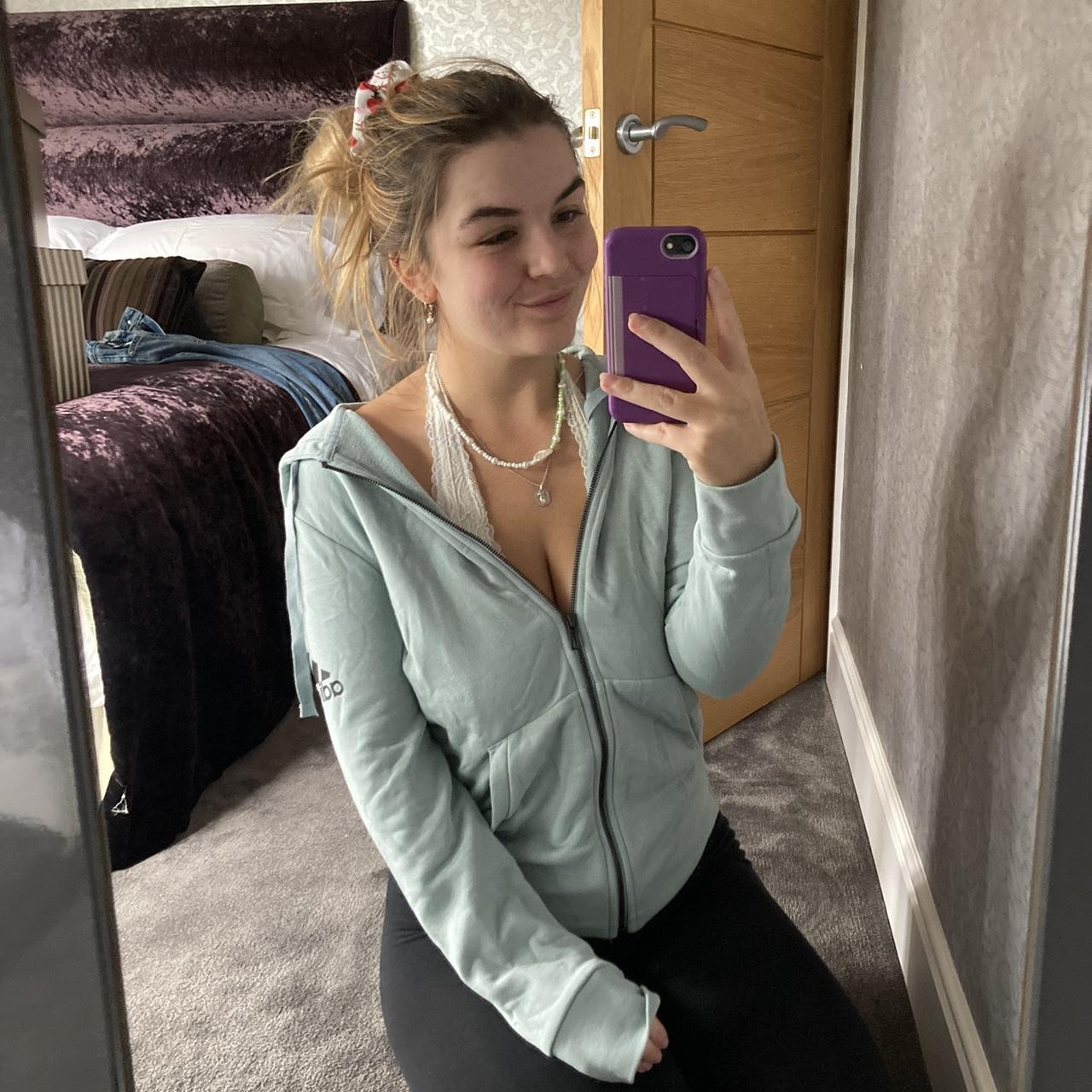 Adidas sage green zip up hoodie never worn, been... Depop