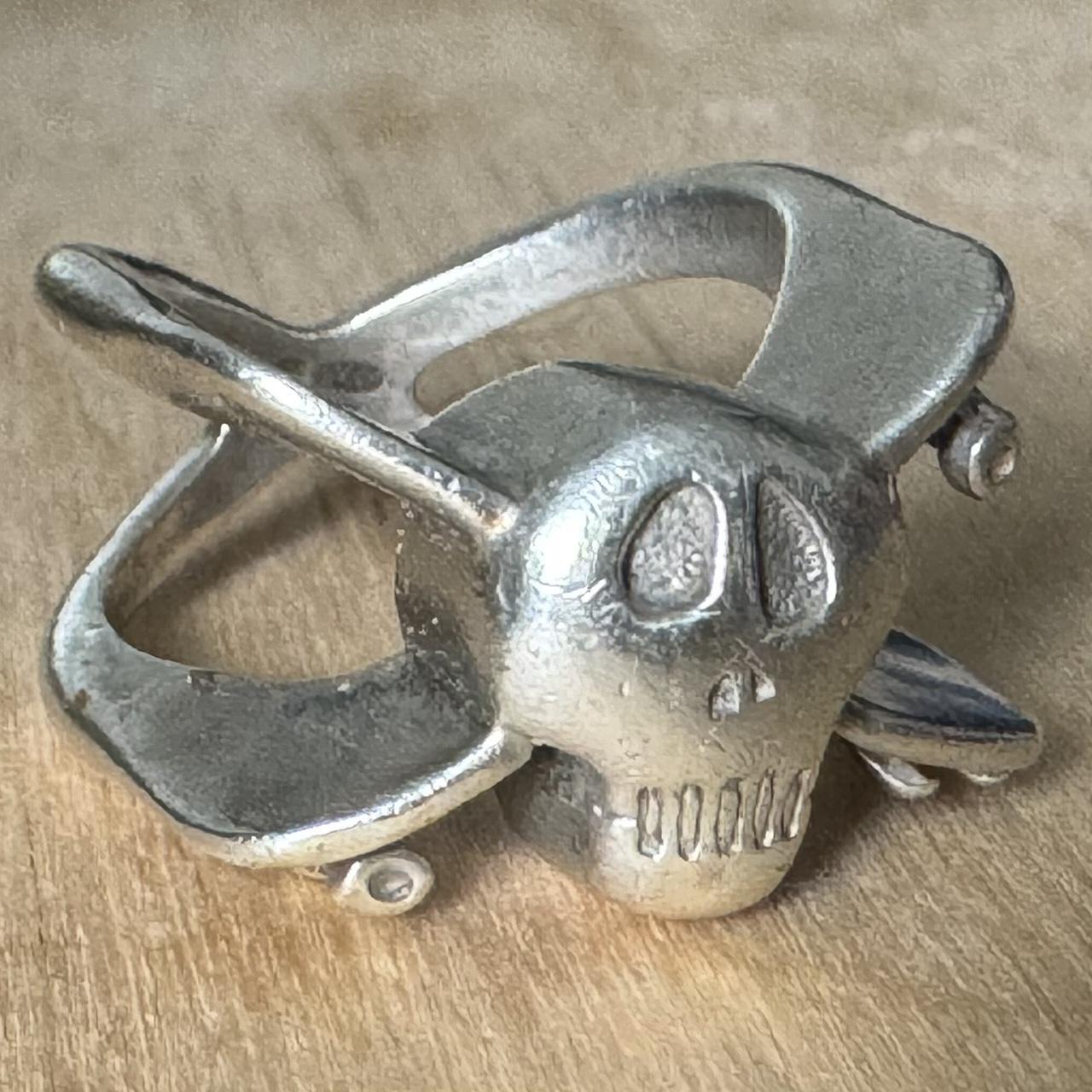 Vintage Stussy silver skull ring Add a dose of - Depop