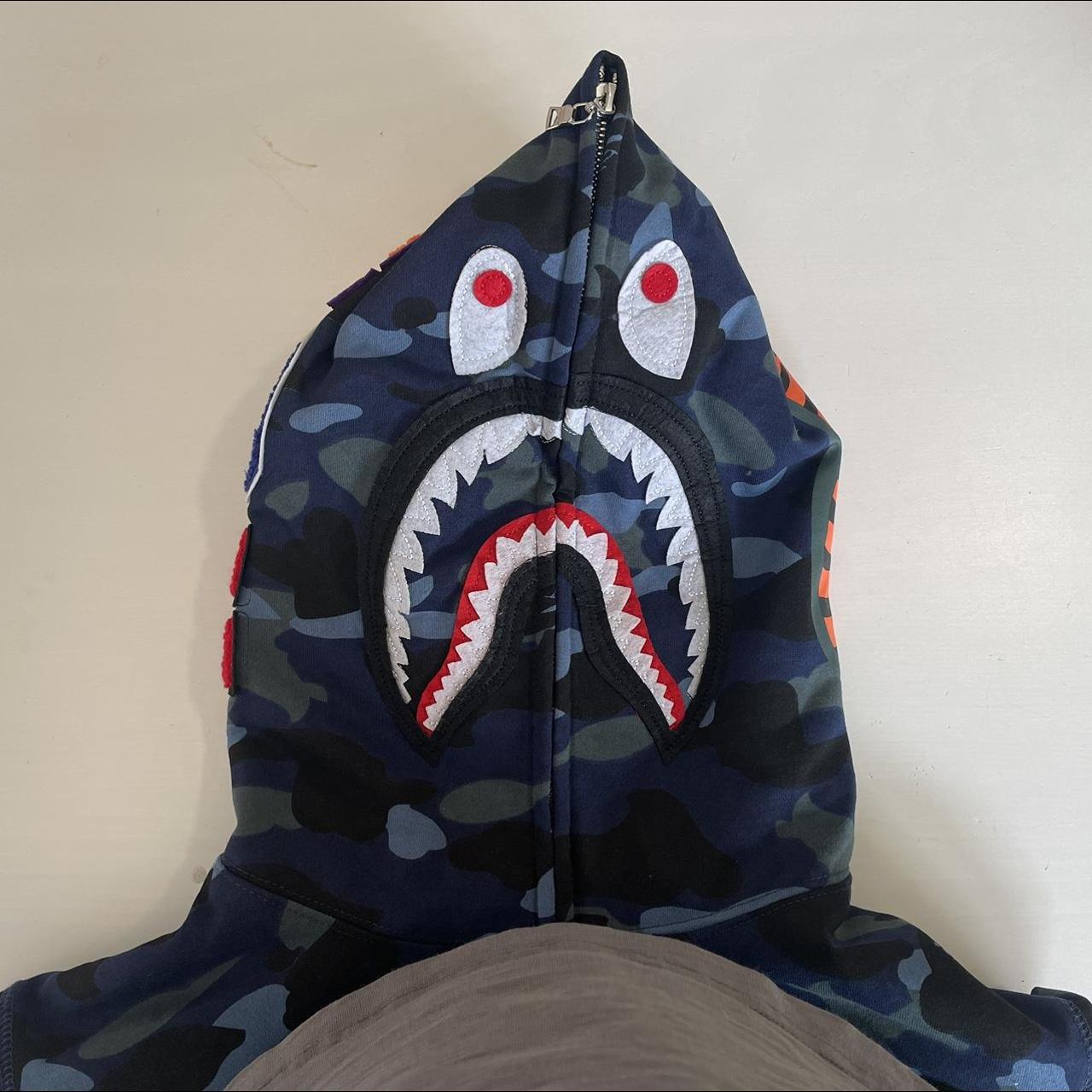 A Bathing Ape Hoodie, Unisex, Dark Blue Camo Shark,... - Depop