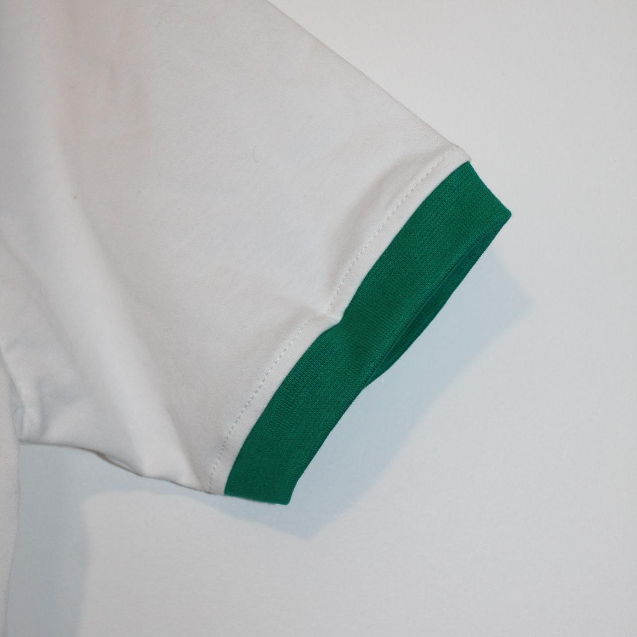 Men's White and Green Shirt | Depop