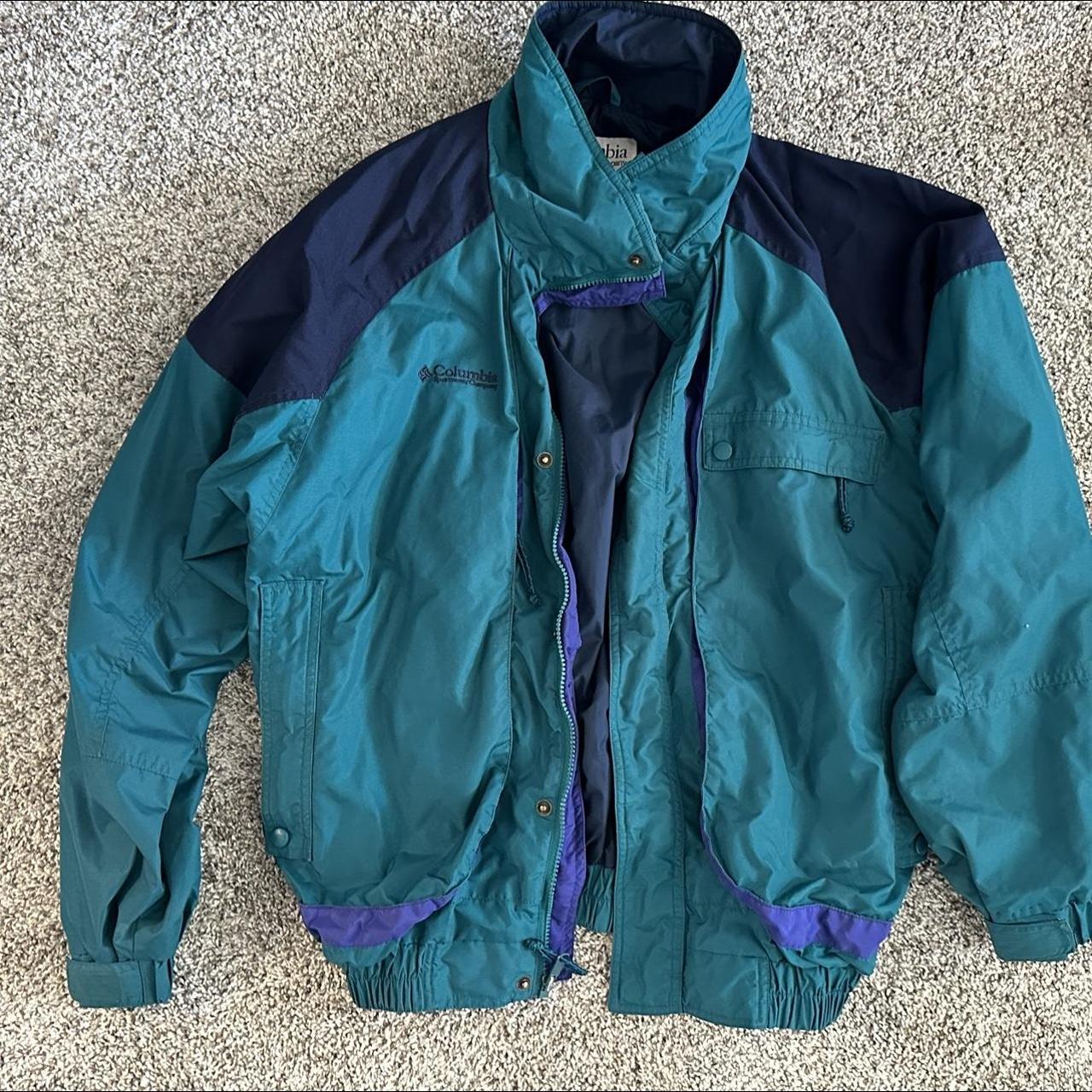 vintage 80s/90s columbia powderkeg colorblock jacket... - Depop