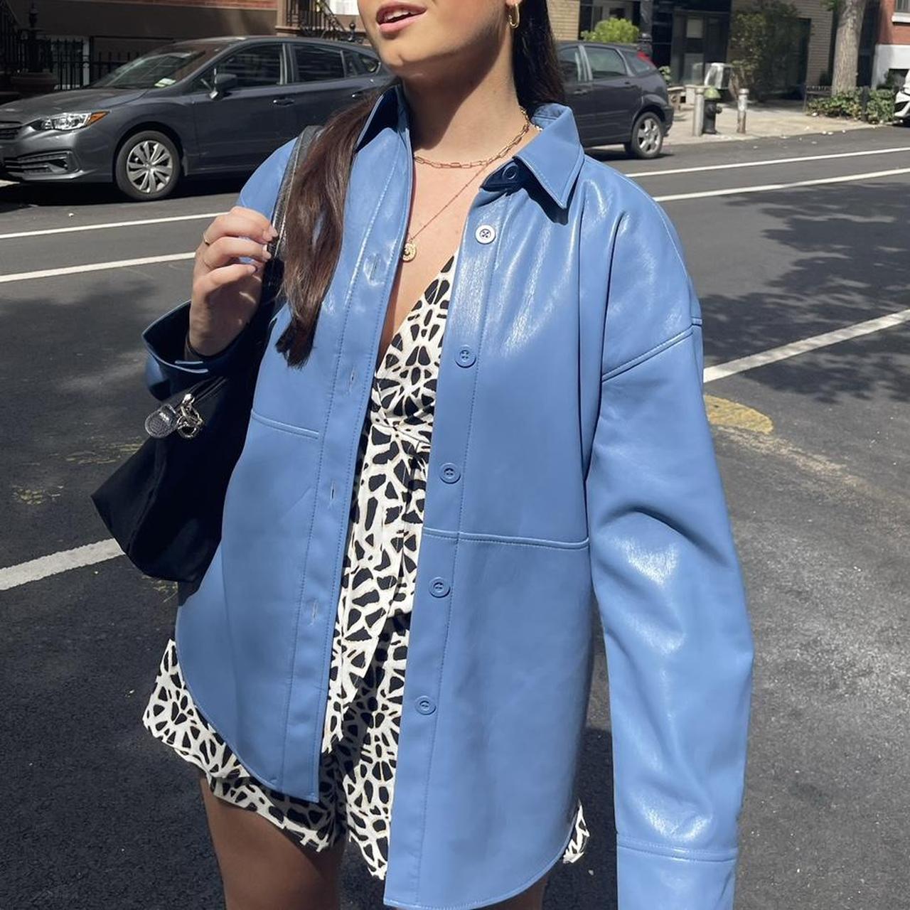 Babaton Blue Leather Shirt Jacket 🩵 This is a | Depop
