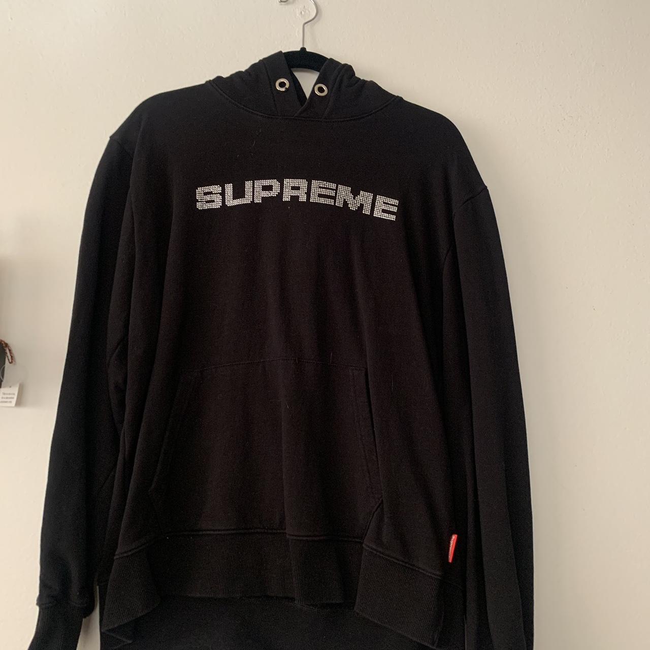 “SUPREME”- “supreme Spain” rhinestone hoodie worn... - Depop