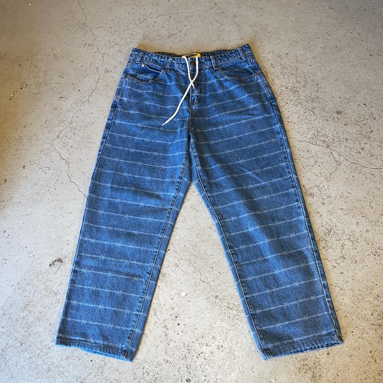 BUTTER goods baggy fit jeans barbed wire graphic.... Depop