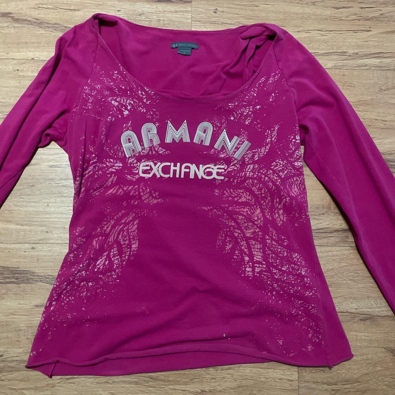 vintage y2k hot pink armani exchange long sleeve... Depop