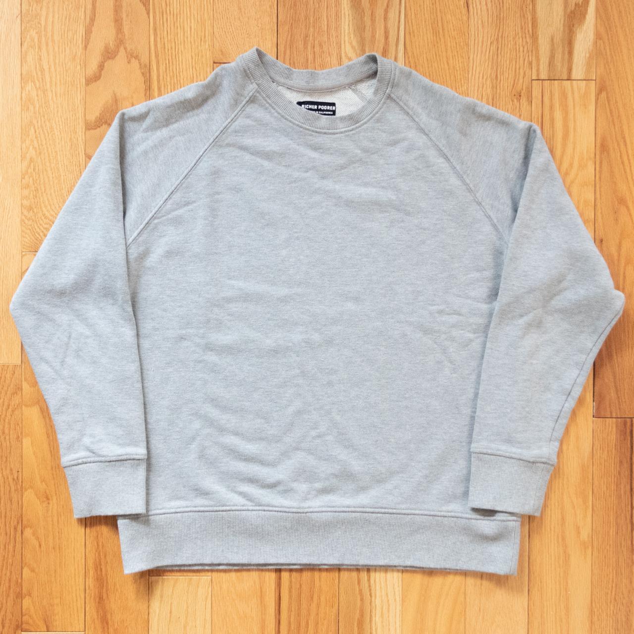 Richer Poorer Grey French Terry Crew Neck Sweatshirt... - Depop