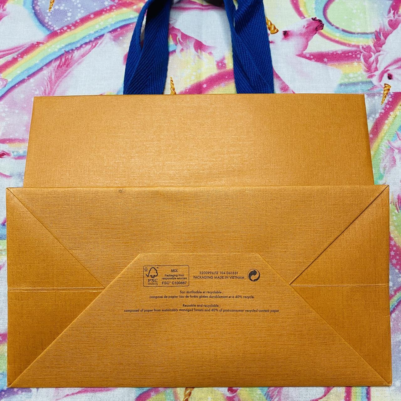 Louis Vuitton orange shopping bags with blue handle - Depop