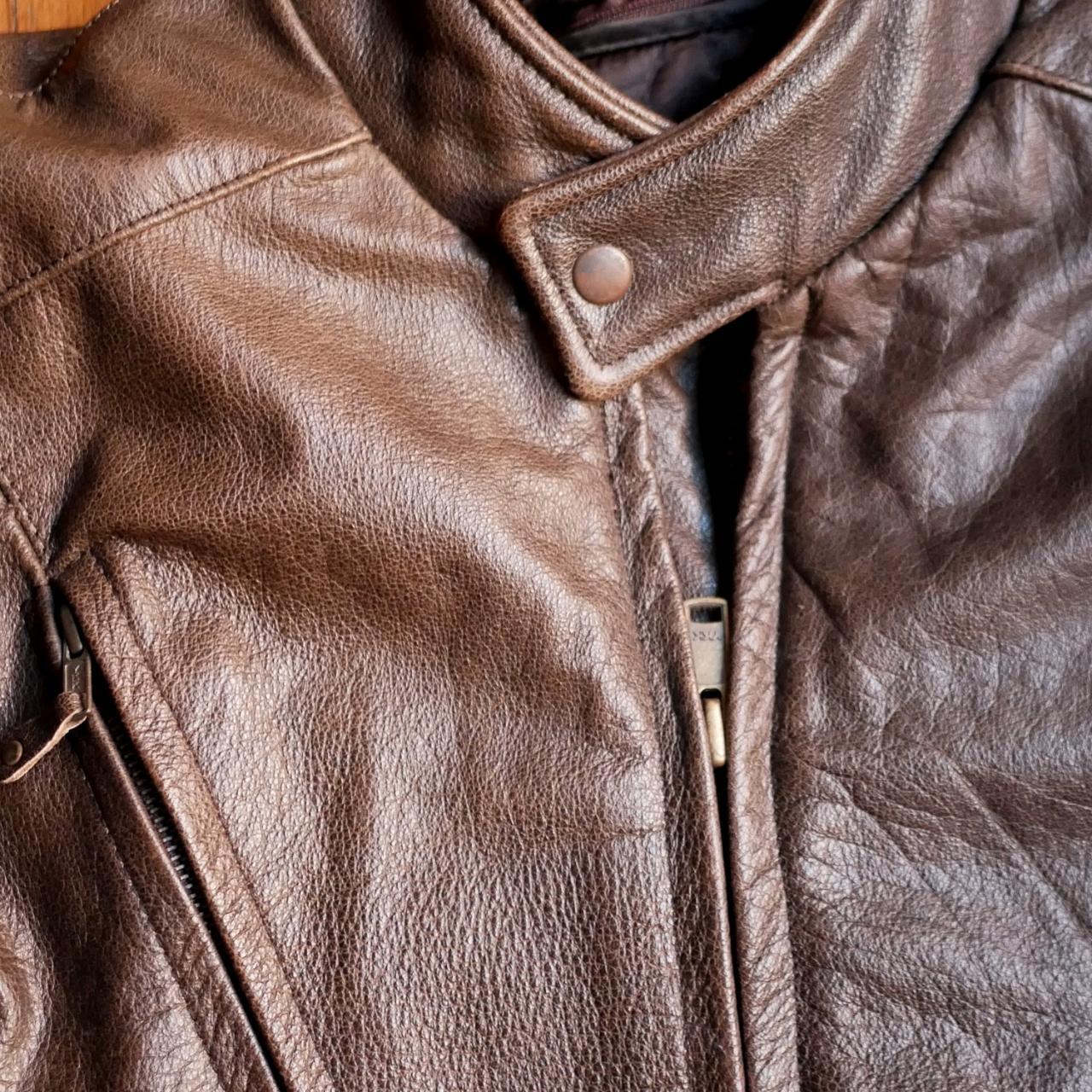 real leather vintage 1970s men's leather... - Depop