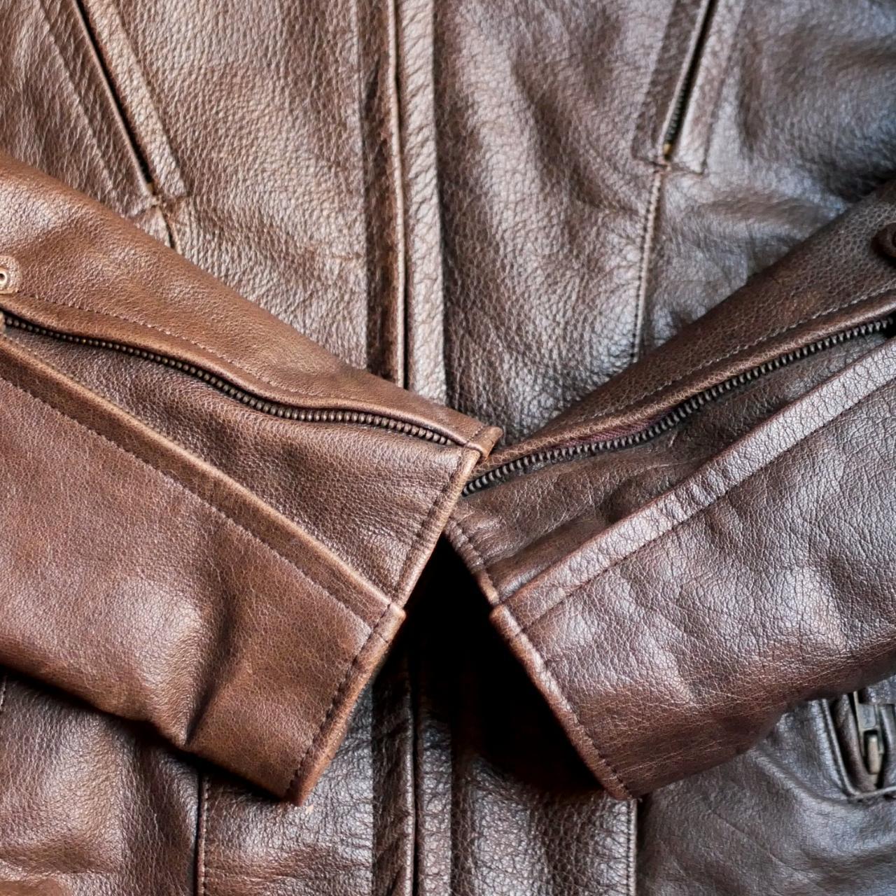 real leather vintage 1970s men's leather... - Depop