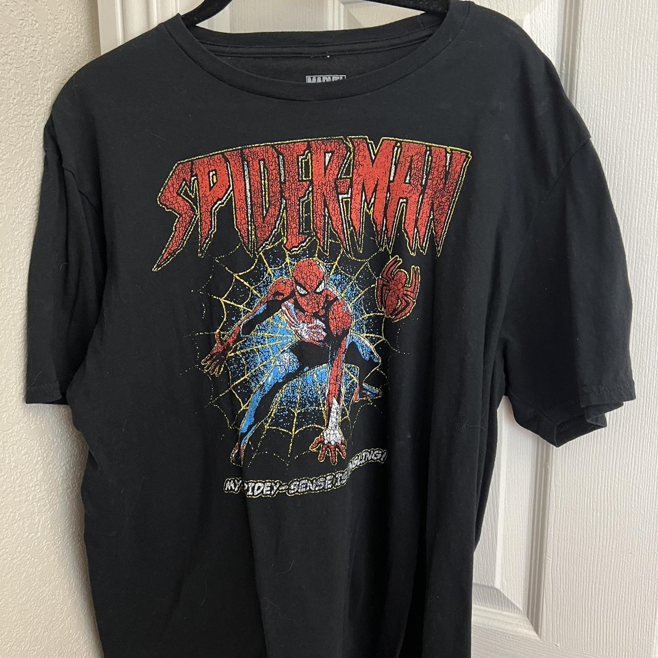 black spiderman shirt -i have a animal friendly home... - Depop