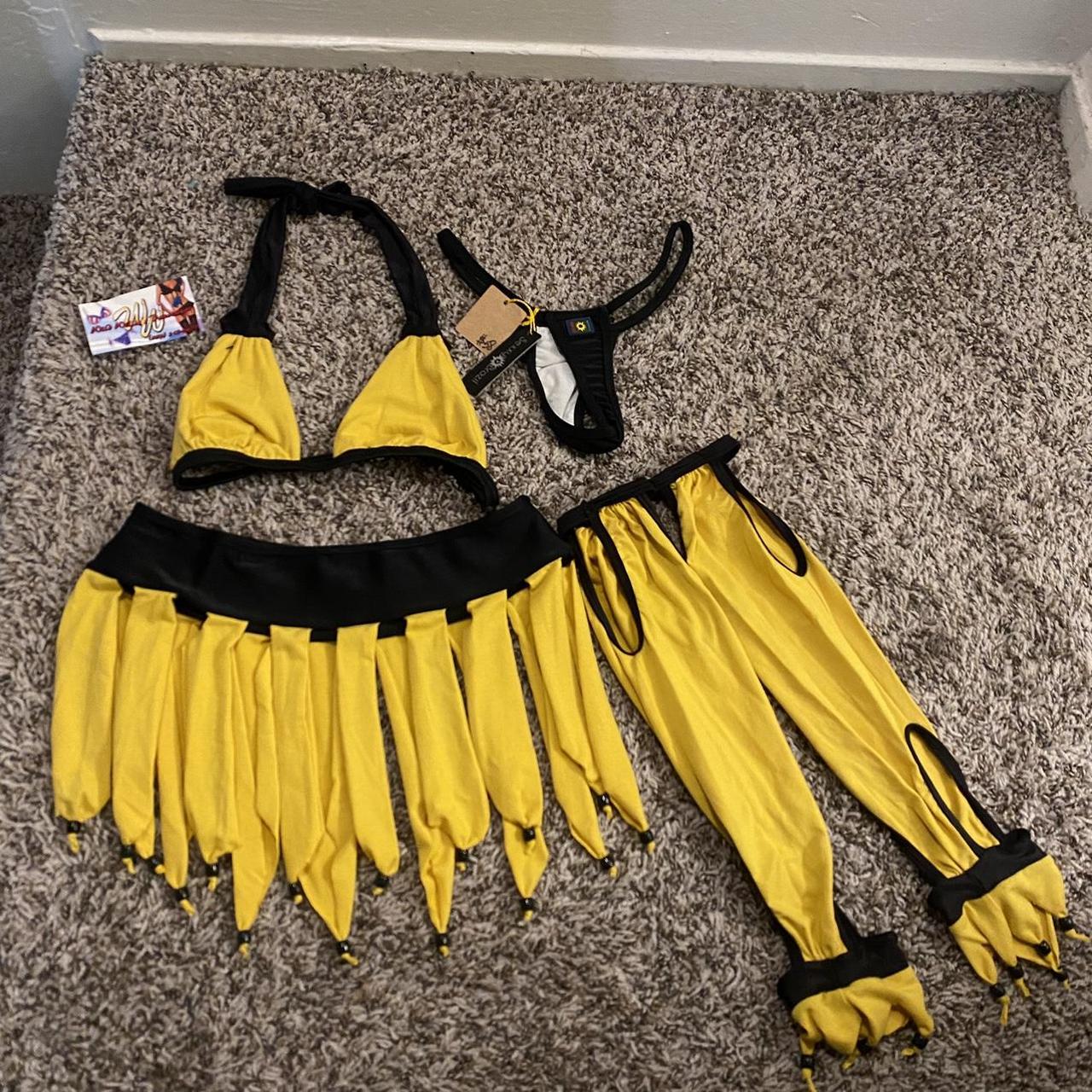 sexy brazil yellow rave or costume set comes with Depop