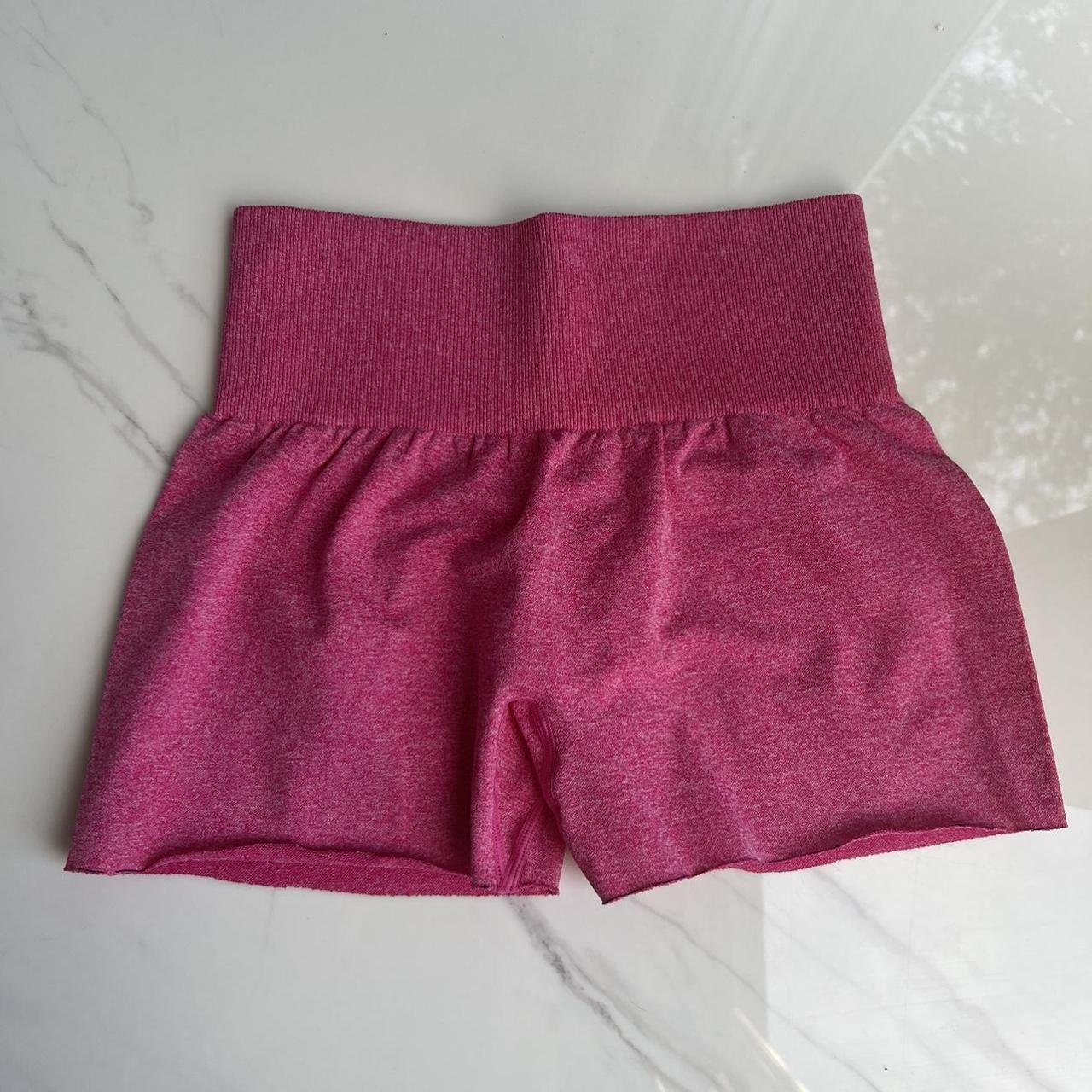 pink workout shorts size medium have a ruche... Depop