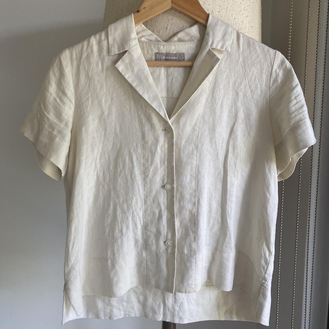 Everlane ‘The Linen Short-Sleeve Notch Shirt’ size... - Depop