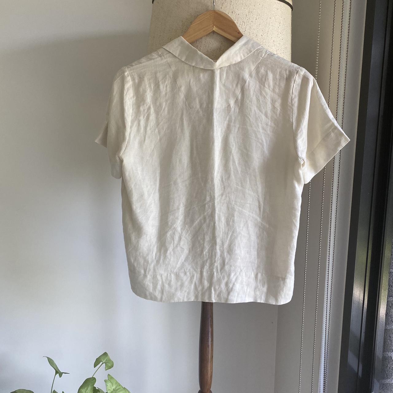 Everlane ‘The Linen Short-Sleeve Notch Shirt’ size... - Depop