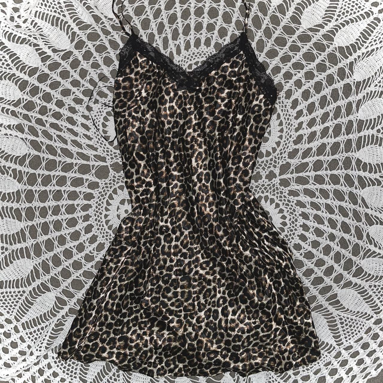 Stunning vintage satin, Y2K cheetah print slip dress... - Depop