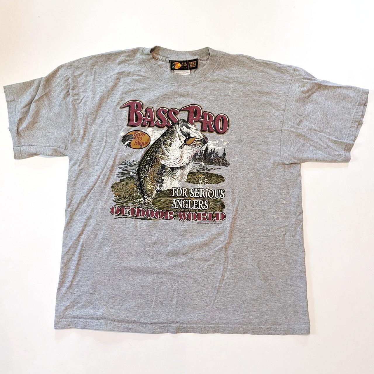 Vintage Bass Pro Shop fishing graphic t-shirt in a