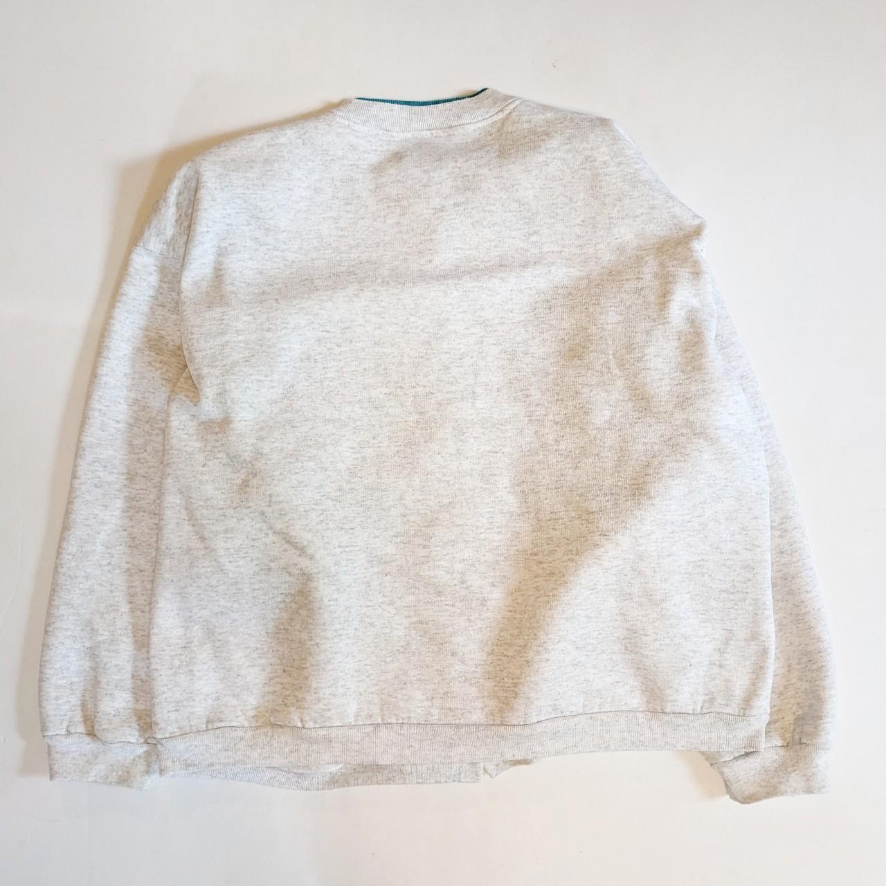 Vintage grey sweatshirt with front buttons and green... - Depop
