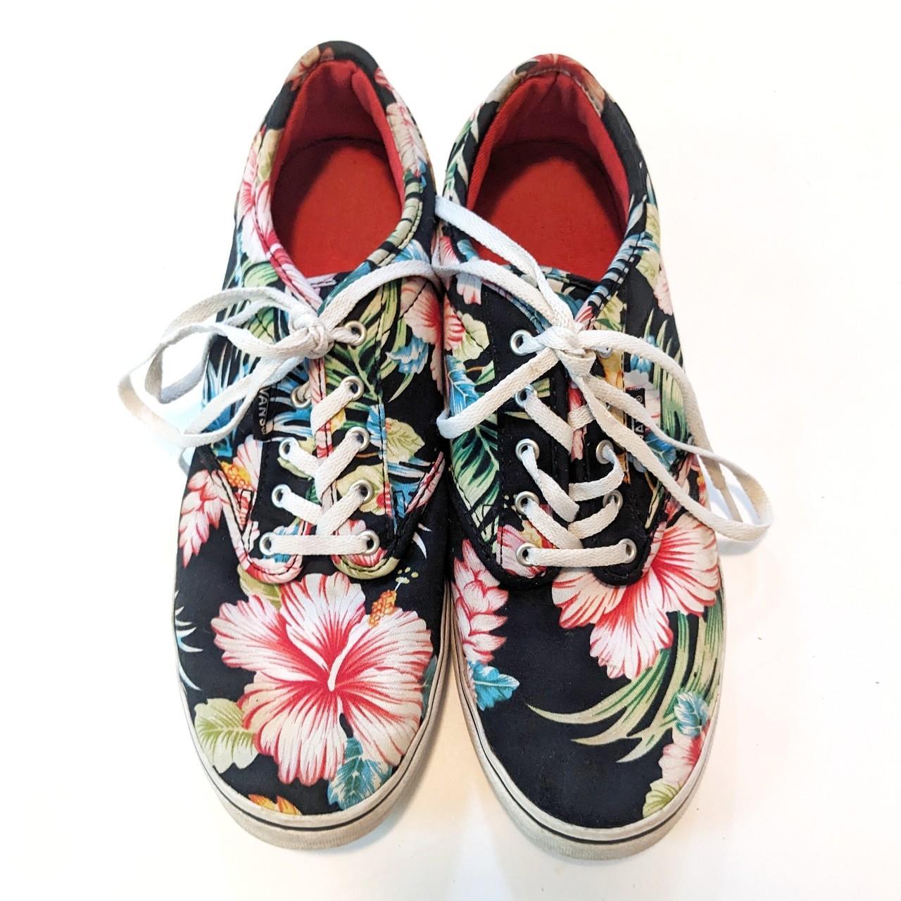 Vans authentic hawaiian clearance floral black shoes