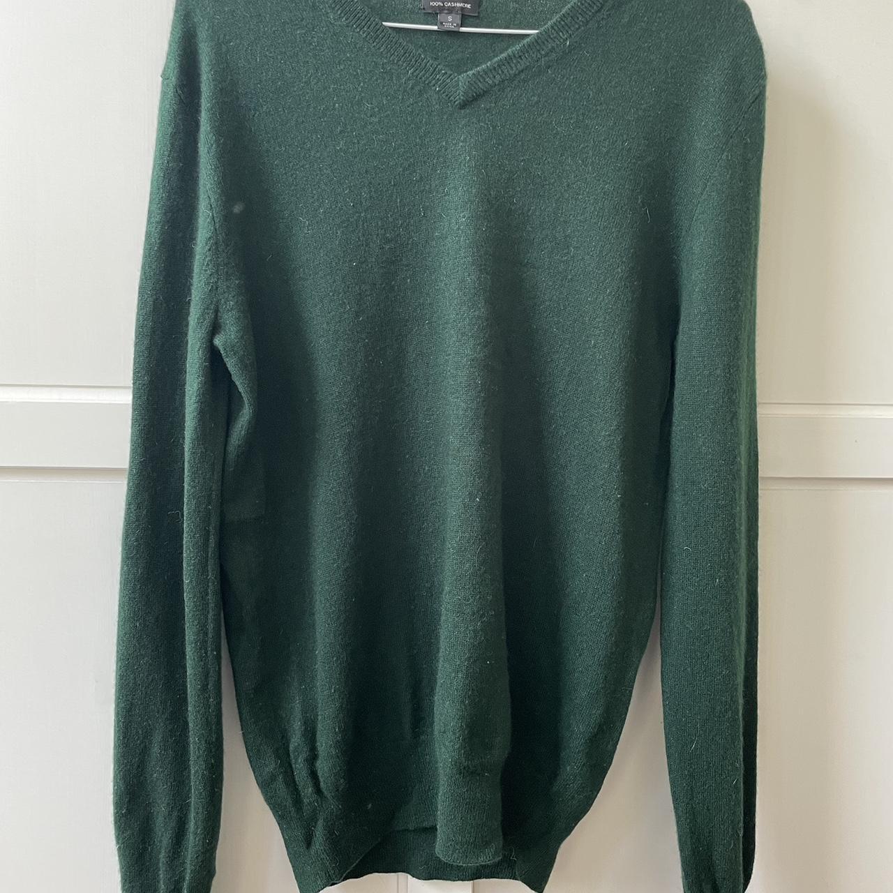 Emerald green men’s 100% cashmere v neck jumper... - Depop