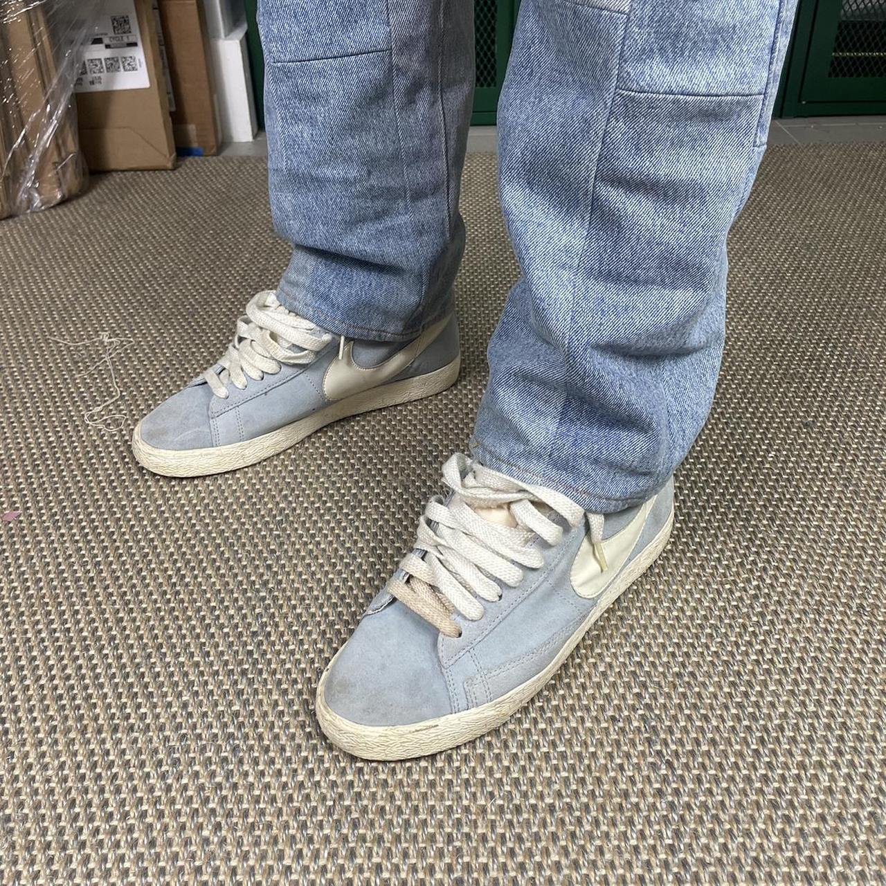 Nike blazers in a beautiful baby blue Dirty but... - Depop