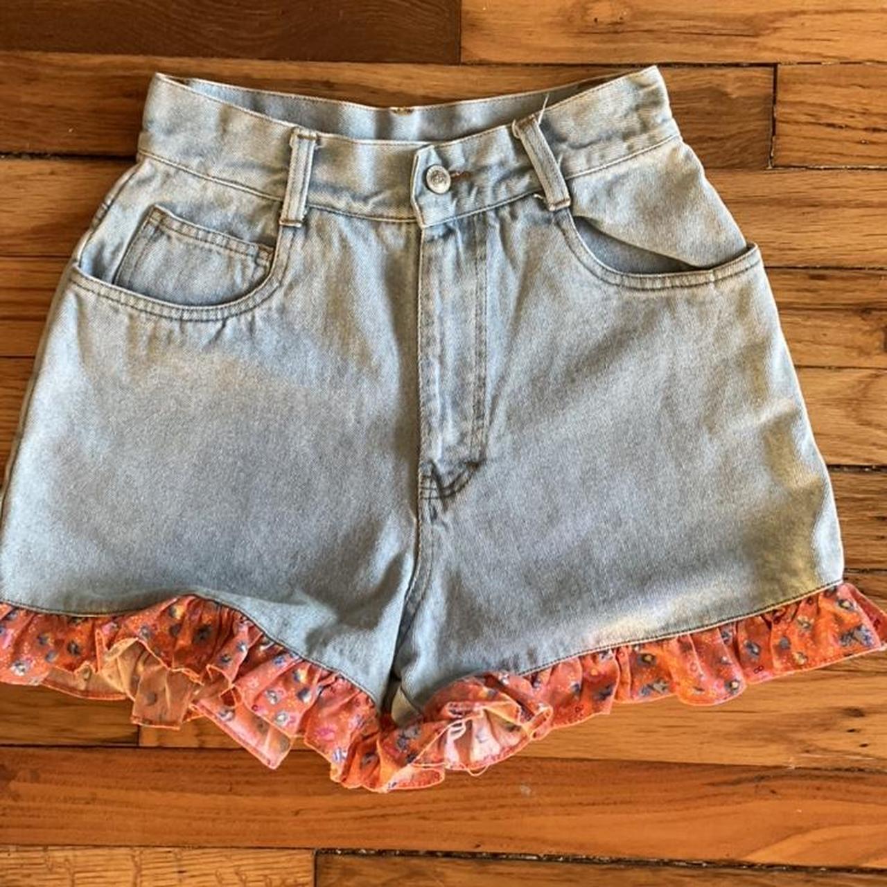 Vintage Gitano jean shorts floral ruffle high. Depop