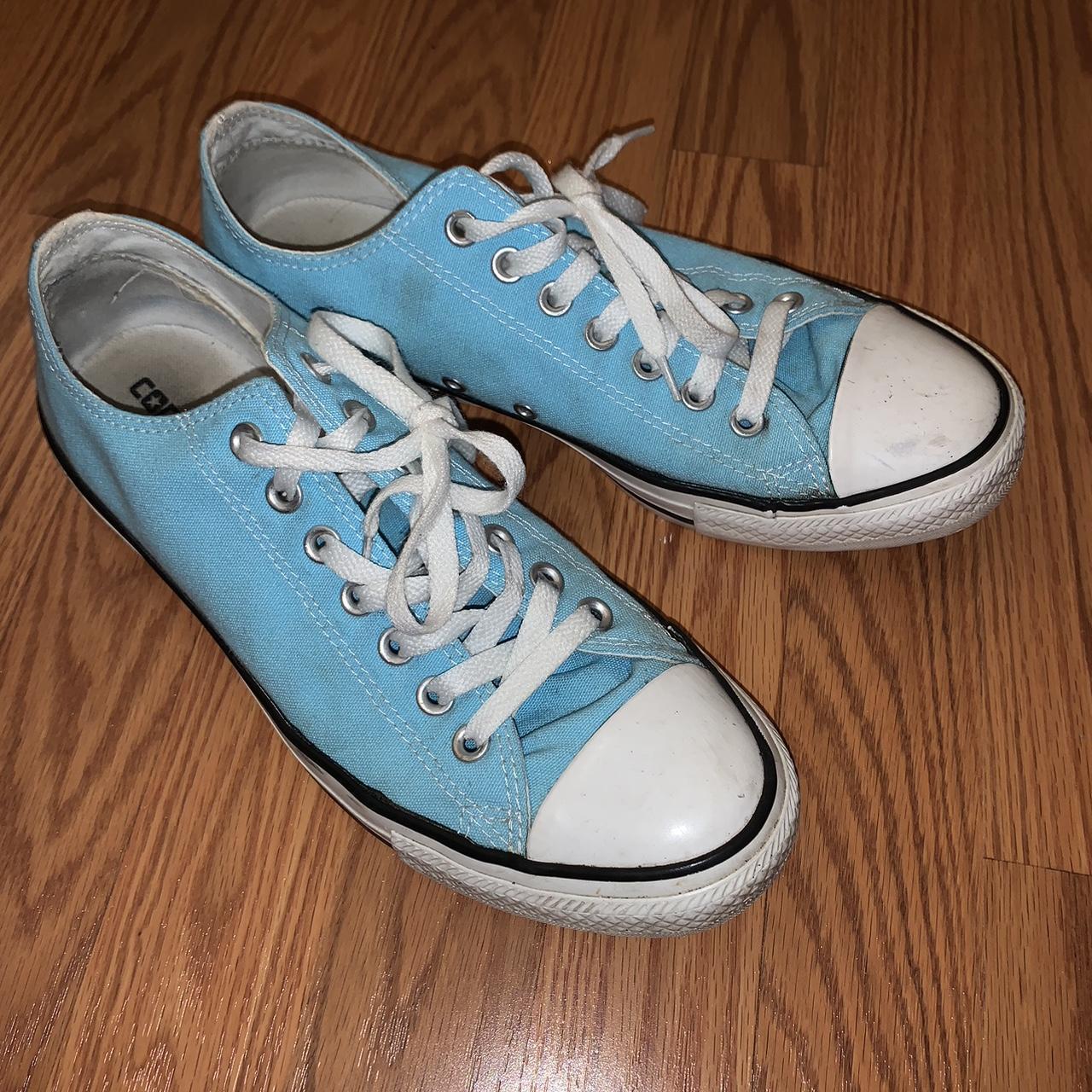 baby blue low top converse only worn a few times so... - Depop