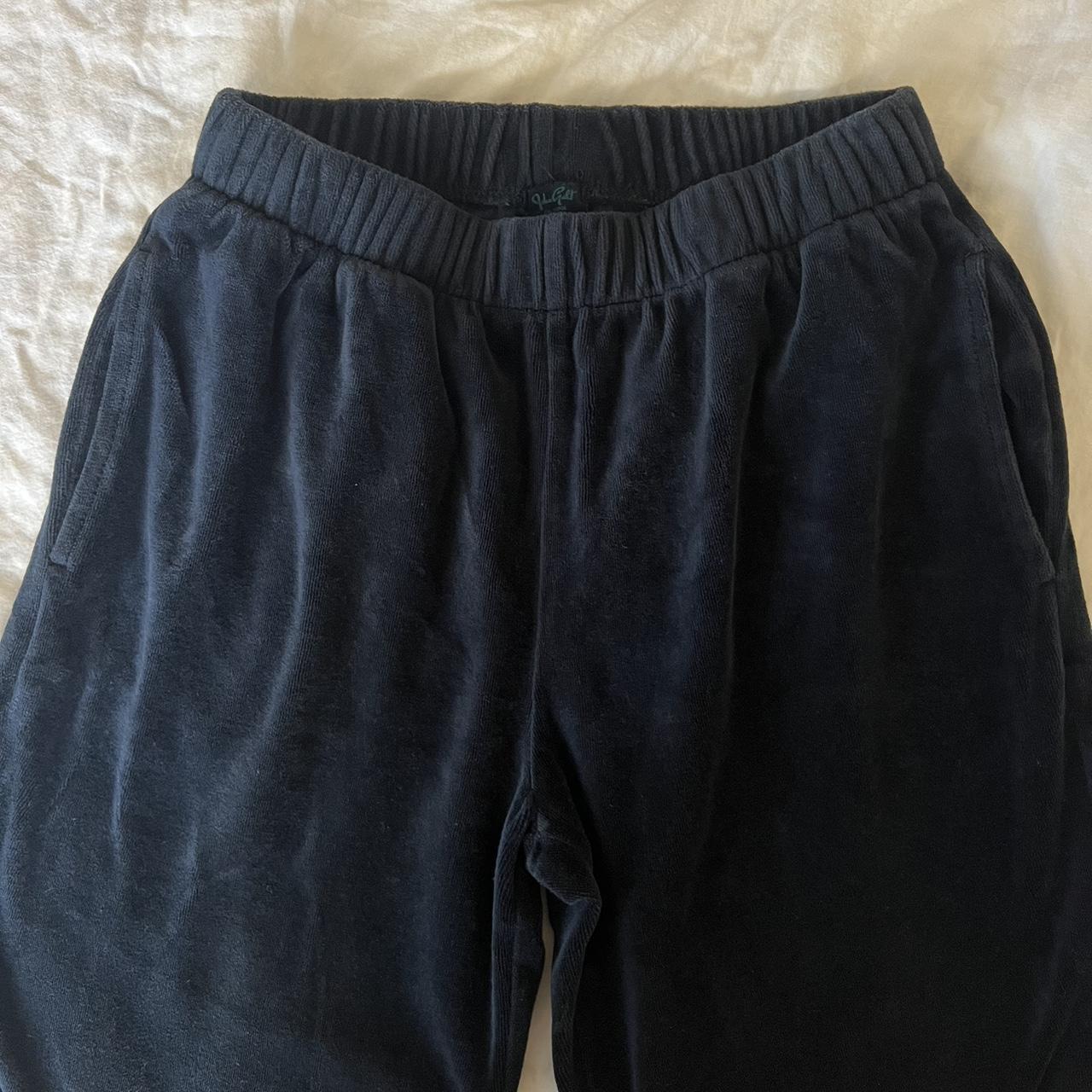 Brandy Melville navy blue velvet sweatpants. - Depop