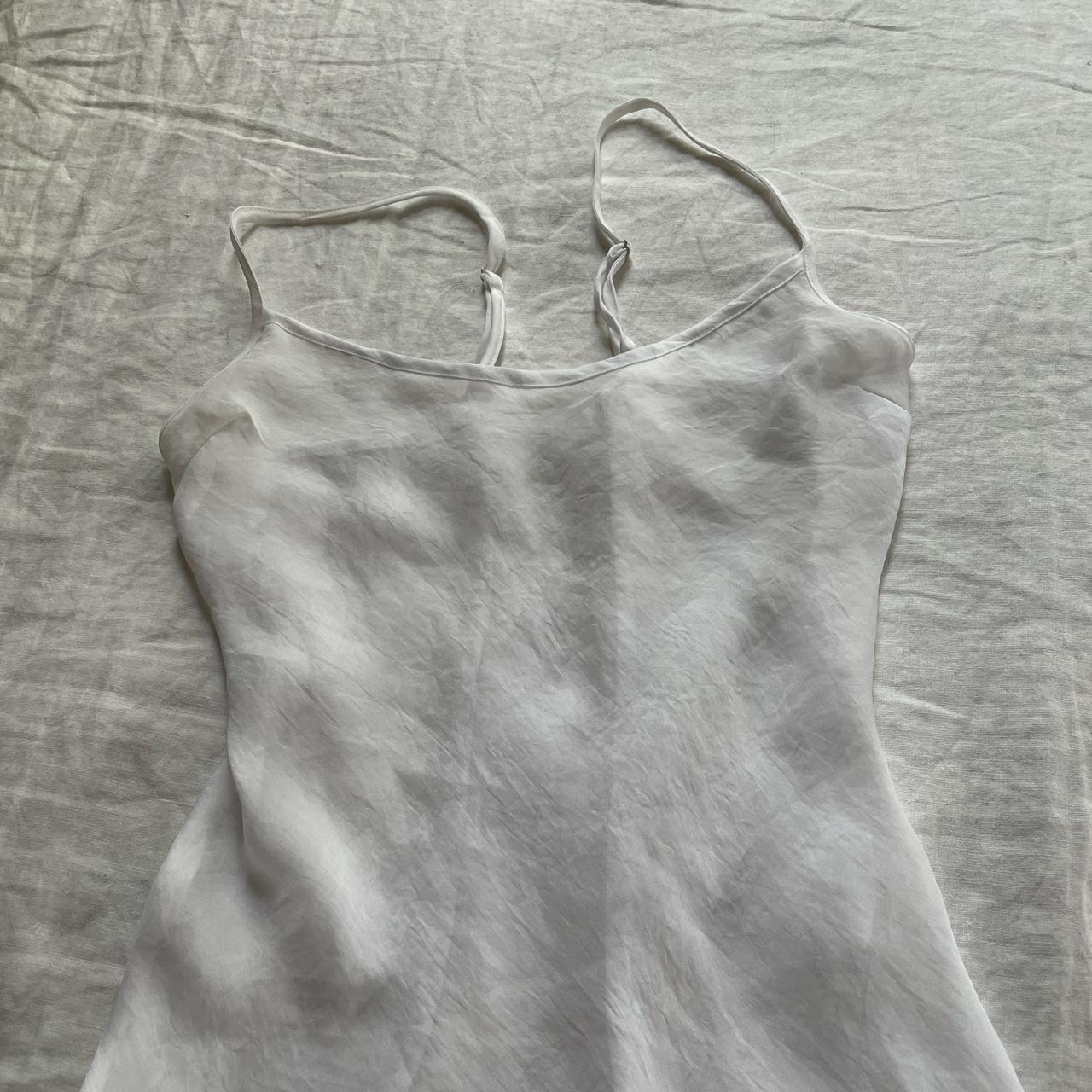 Vintage white see through slip mini dress with... - Depop