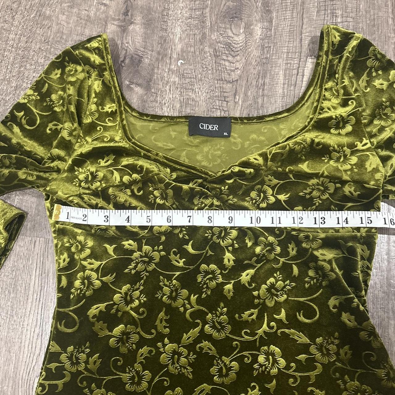 Cider green velvet bell sleeve 70s style dress... Depop