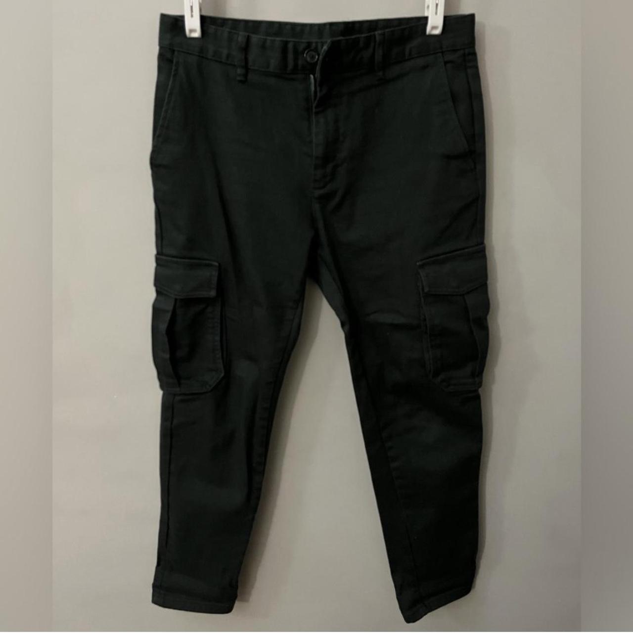 Zara slim fit cargo jeans in dark green. Worn only a - Depop