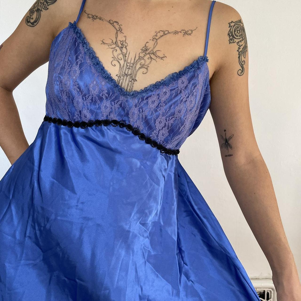 Blue lace nightie No size marked would fit a xs-m.... - Depop