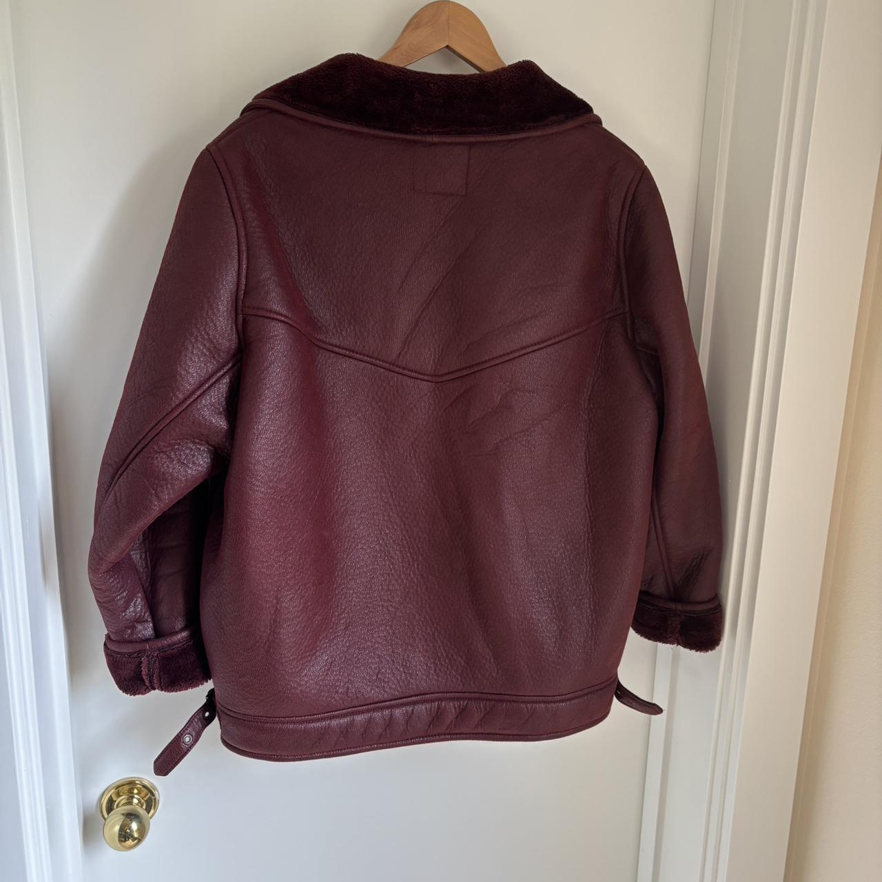 Burgundy Leather Pull And Bear Brown Leather Jacket Pull&Bear Boxy