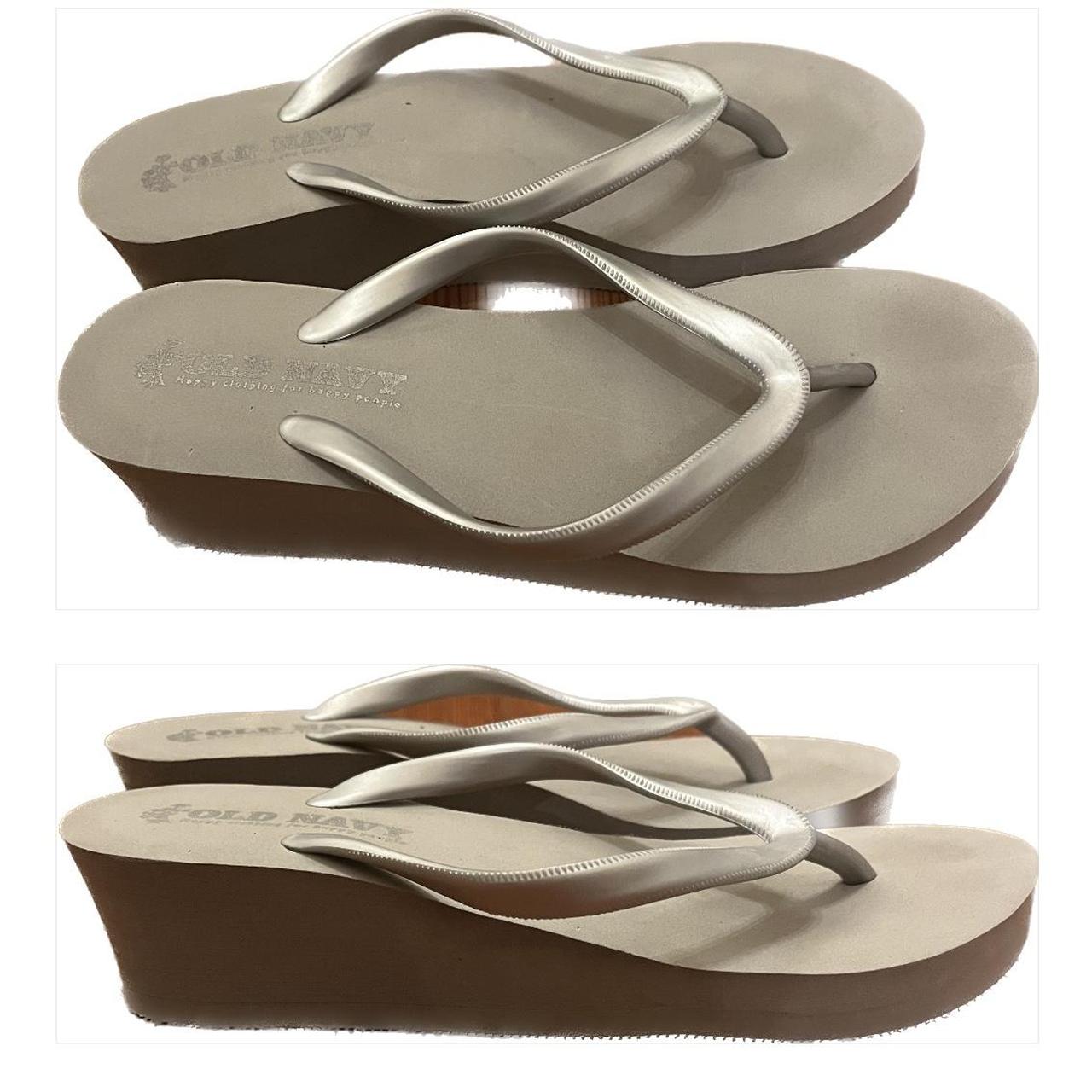 Grey silver platform flip flops from old navy Don t