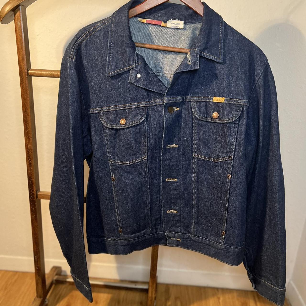 Vintage made in the USA Rustler denim jacket. Dark... Depop