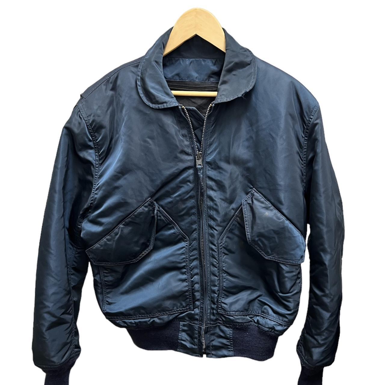 Vintage 90s blue flight bomber jacket. In good... - Depop