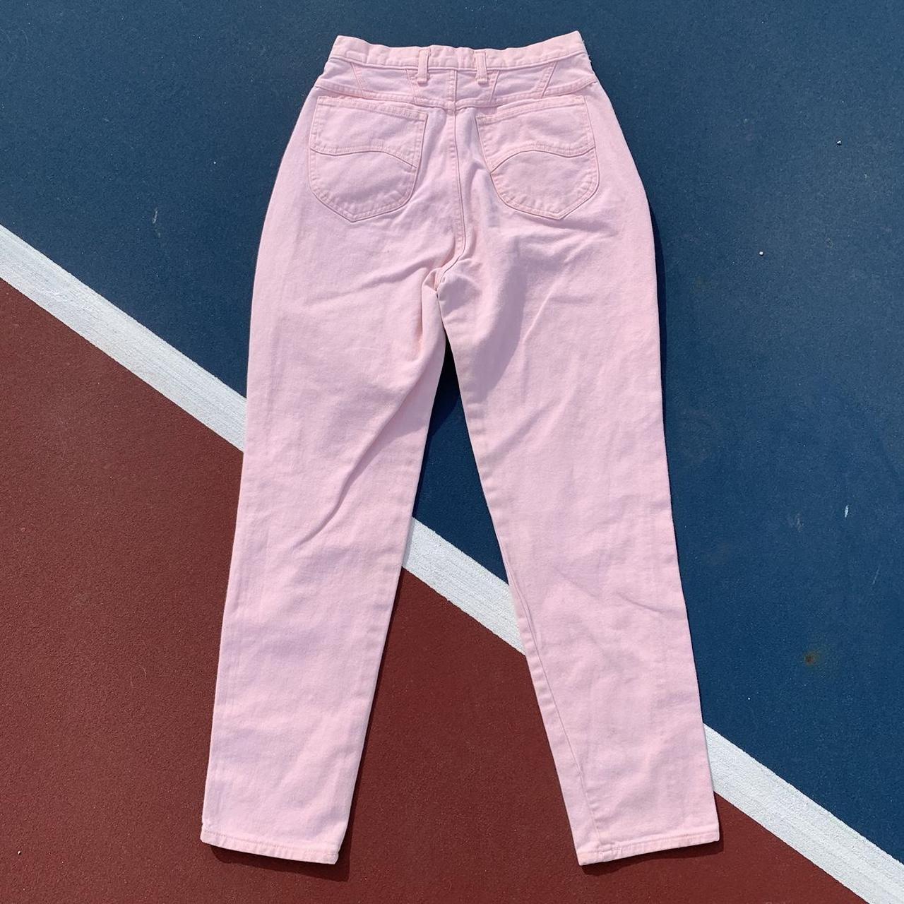 Vintage High Waisted Pink Mom Jeans in waist... - Depop