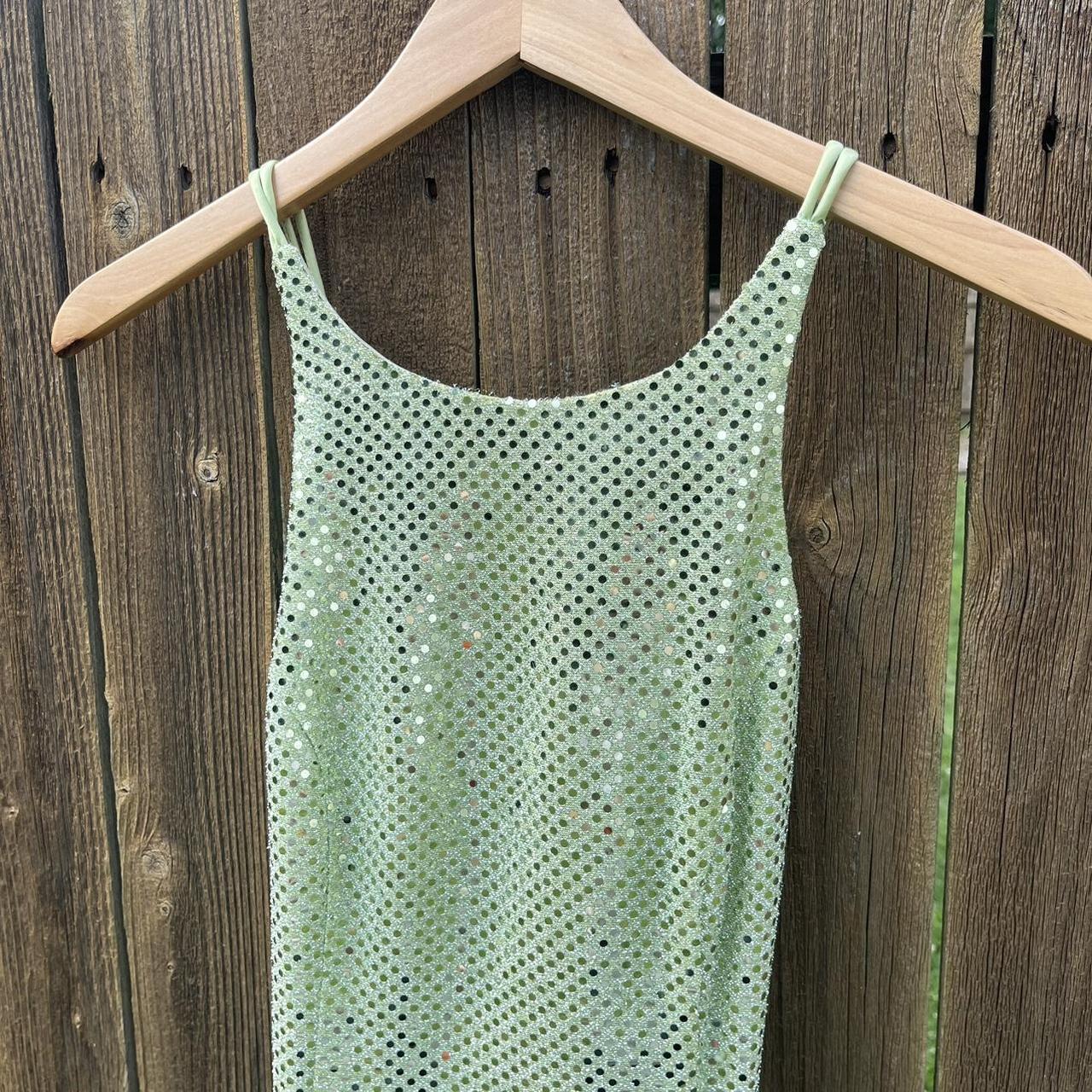 Vintage Y2K Roberta Green Sequin Dress in size 3/4... Depop