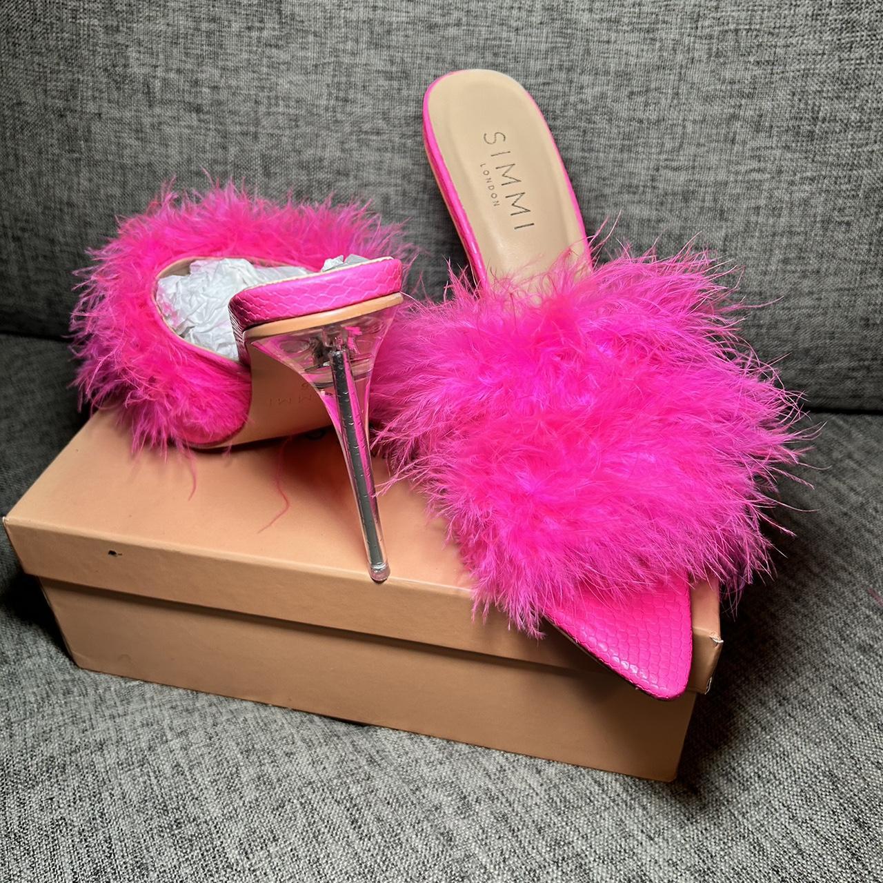 Hot pink cheap fur heels