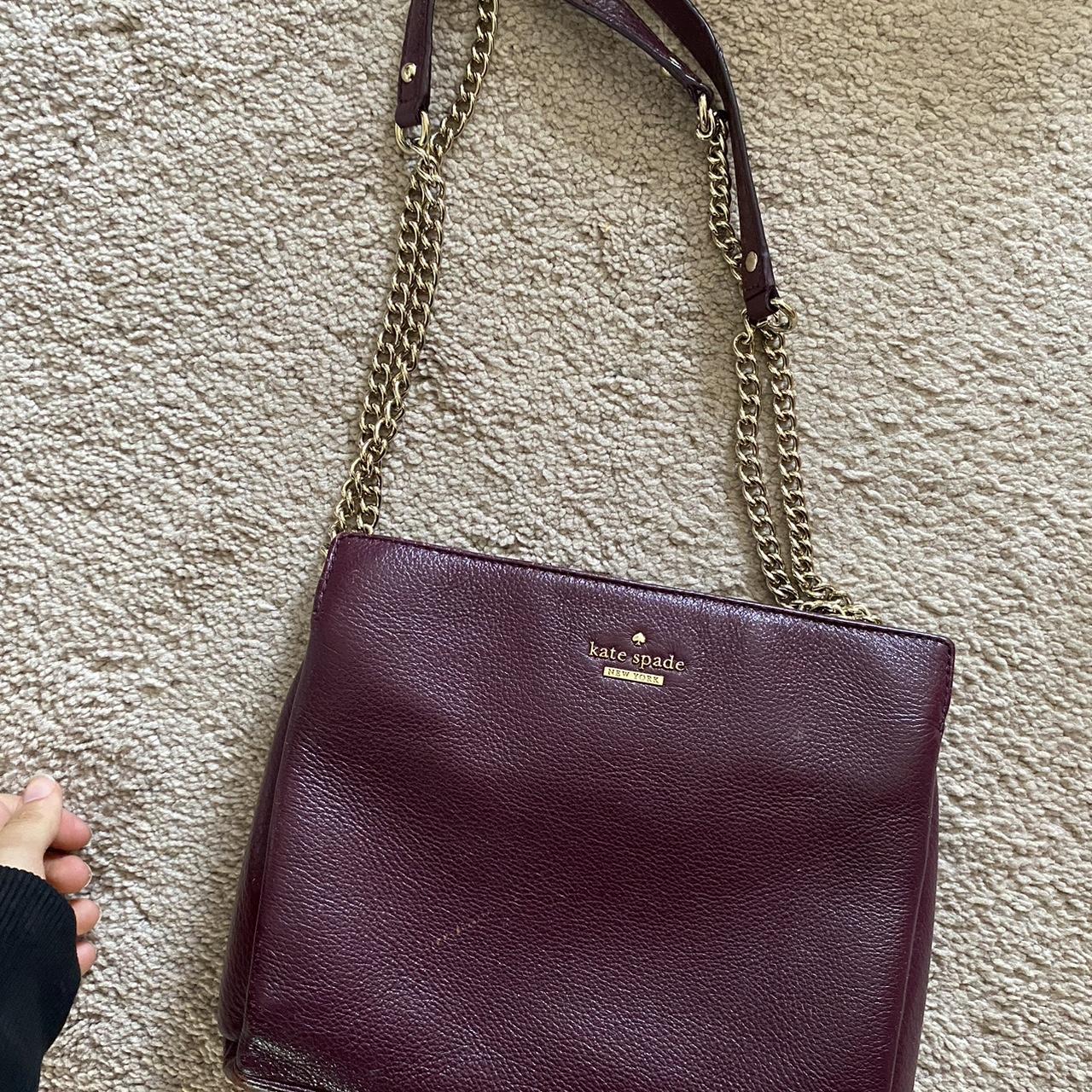 Burgundy Kate spade bag with gold chain Scuff Depop