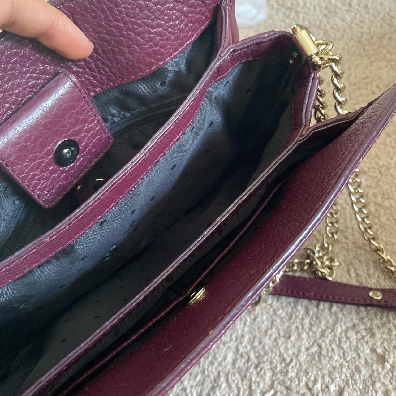 Burgundy Kate spade bag with gold chain! Scuff... - Depop