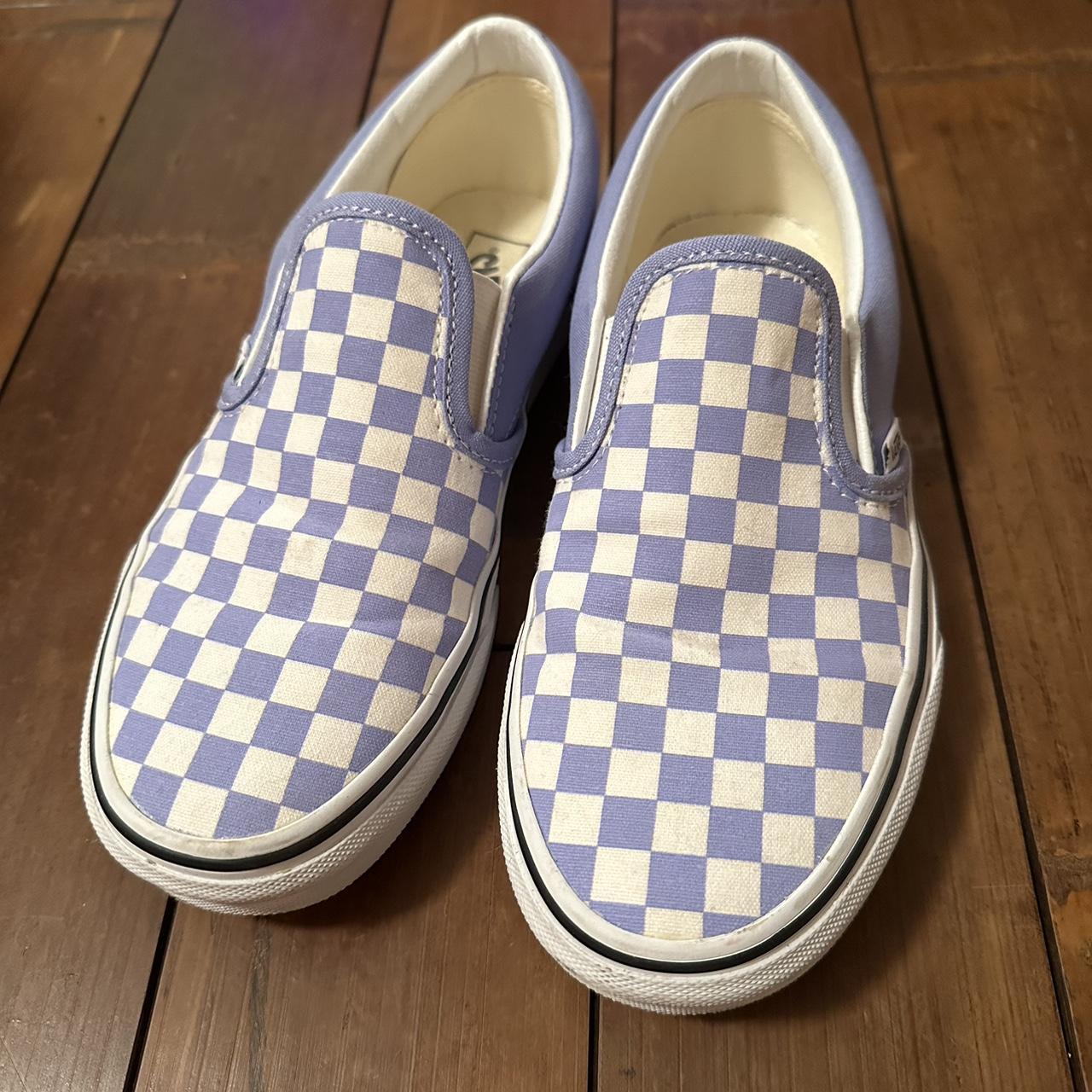 lilac purple checkered vans slip on sneakers. pretty... - Depop