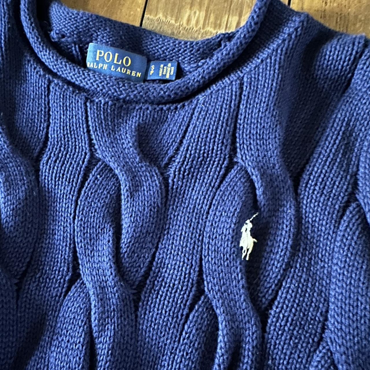 Polo ralph lauren vintage navy blue sweater size... - Depop