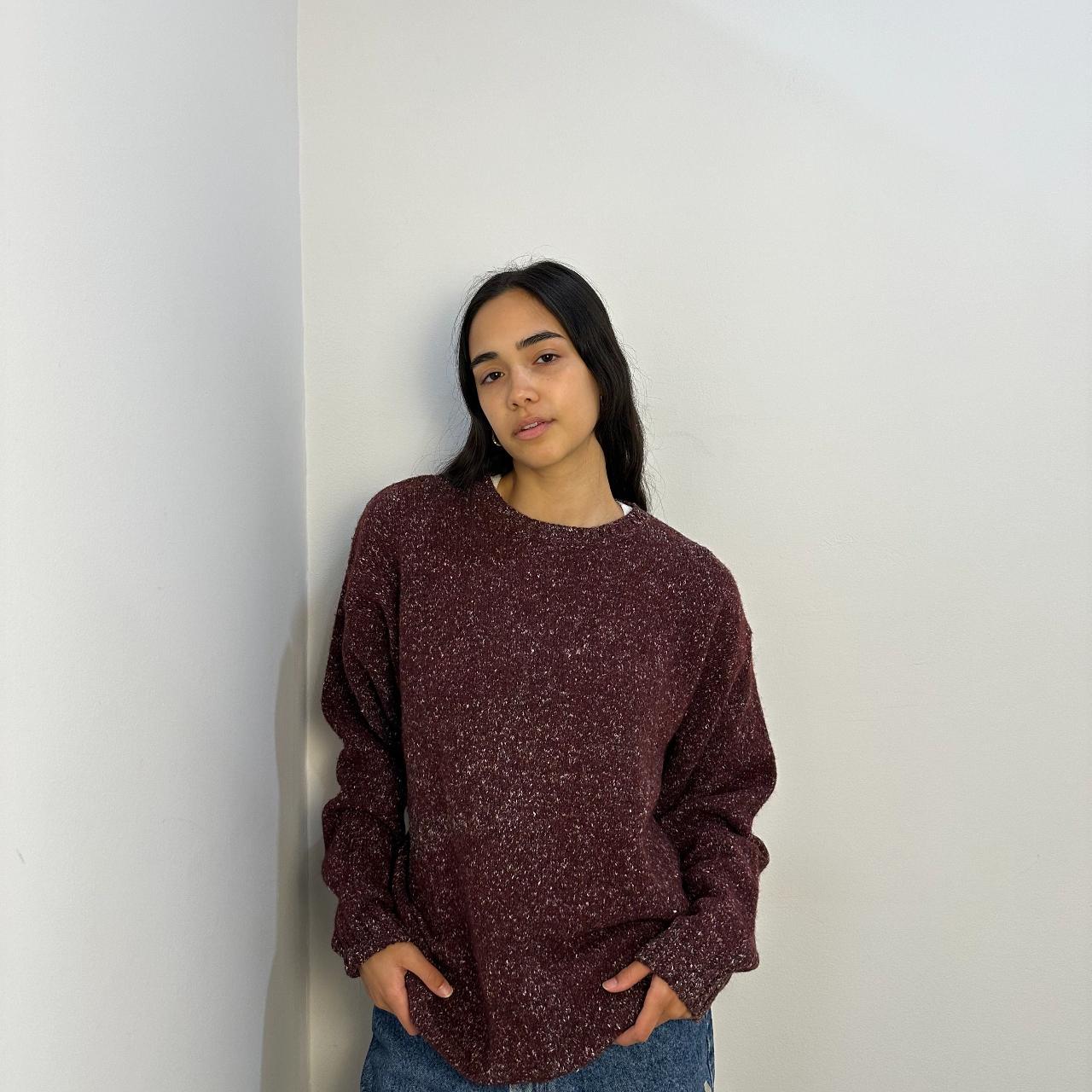 Vintage 90s speckled maroon sweater, L/XL vintage... - Depop